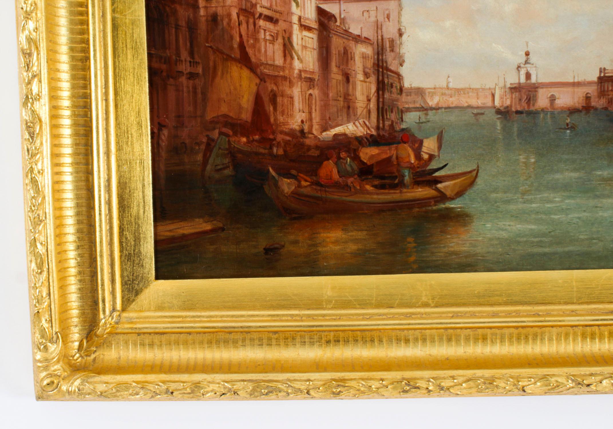 Antique Pair Oil Paintings Grand Canal Venice Alfred Pollentine 19th Century 8