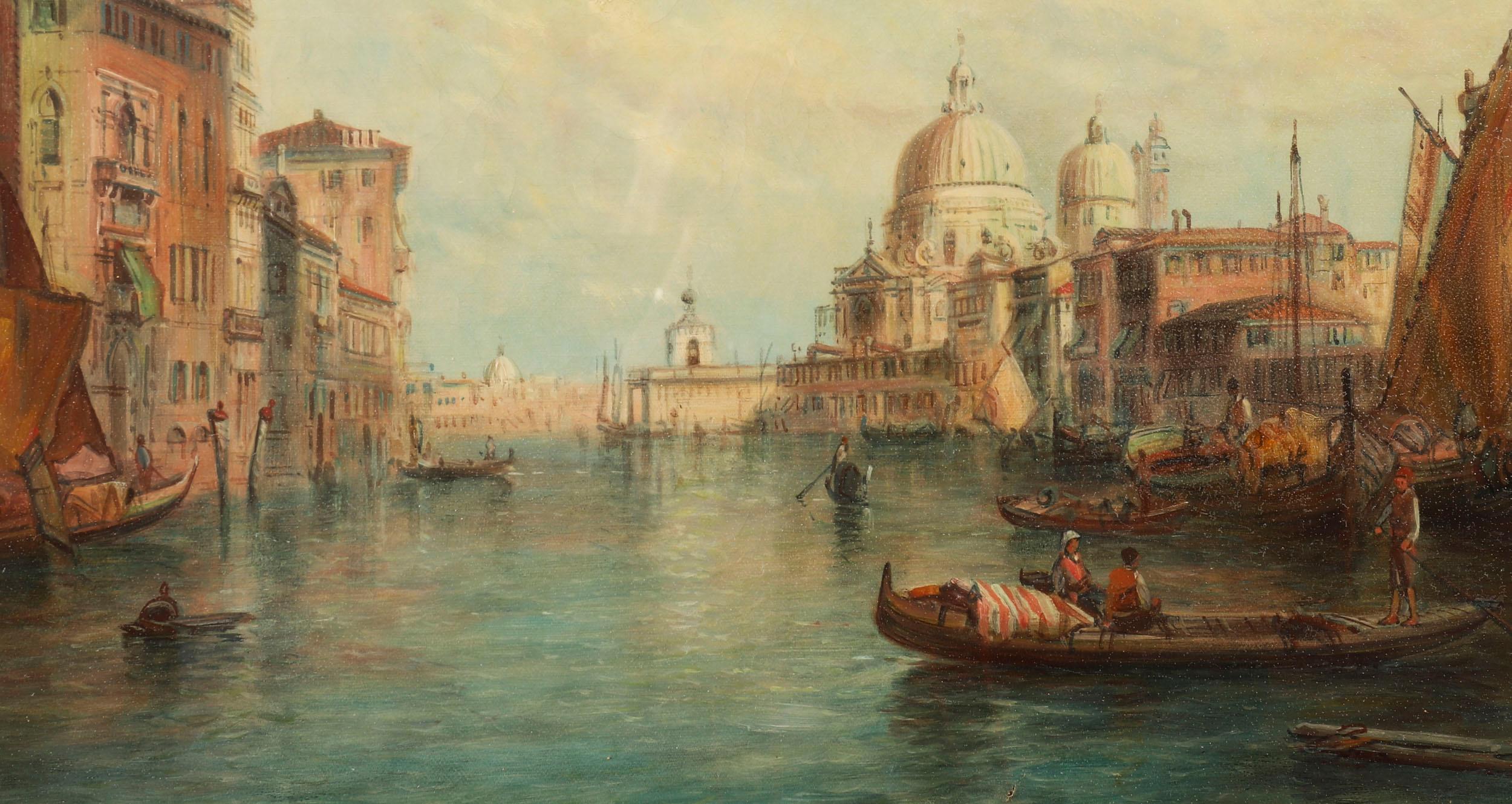 Antica coppia di dipinti a olio Canal Grande Venezia Alfred Pollentine XIX secolo in vendita 7