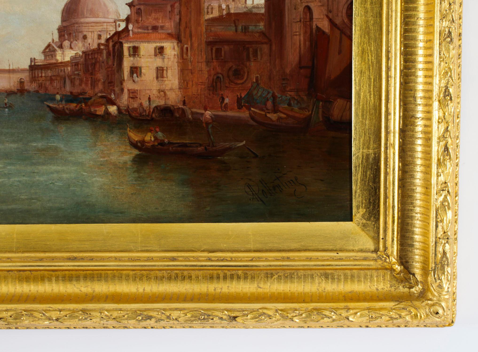 Antique Pair Oil Paintings Grand Canal Venice Alfred Pollentine 19th Century 9