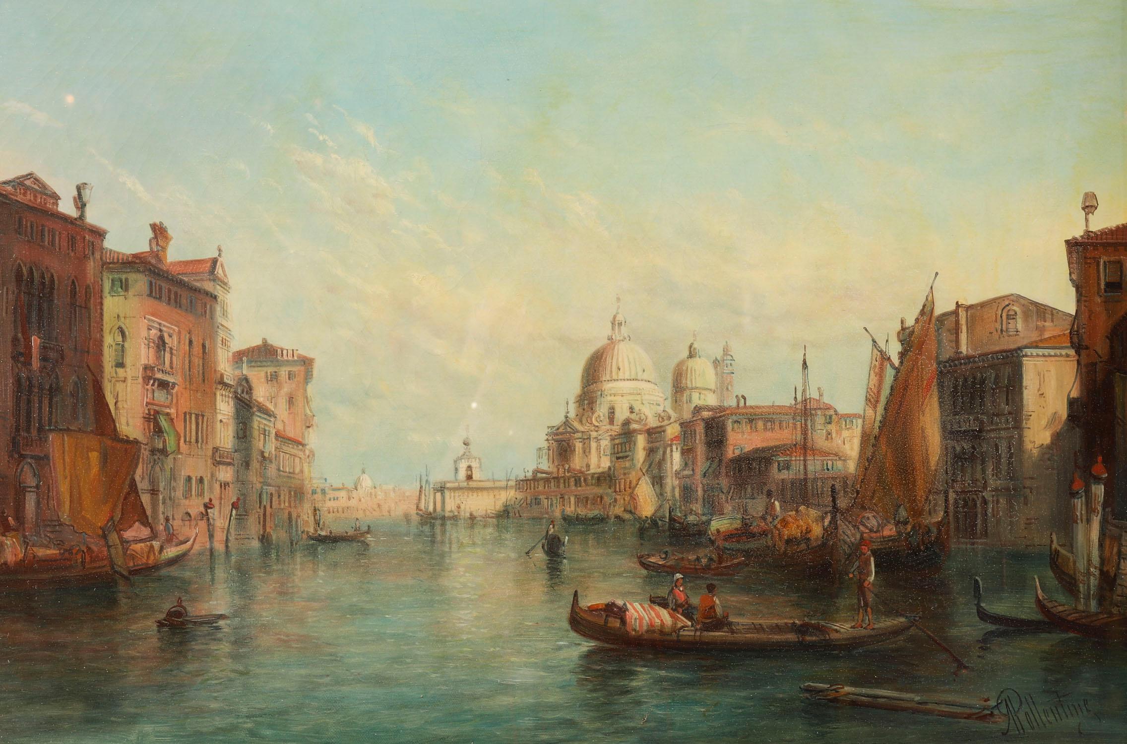 Antica coppia di dipinti a olio Canal Grande Venezia Alfred Pollentine XIX secolo in vendita 8