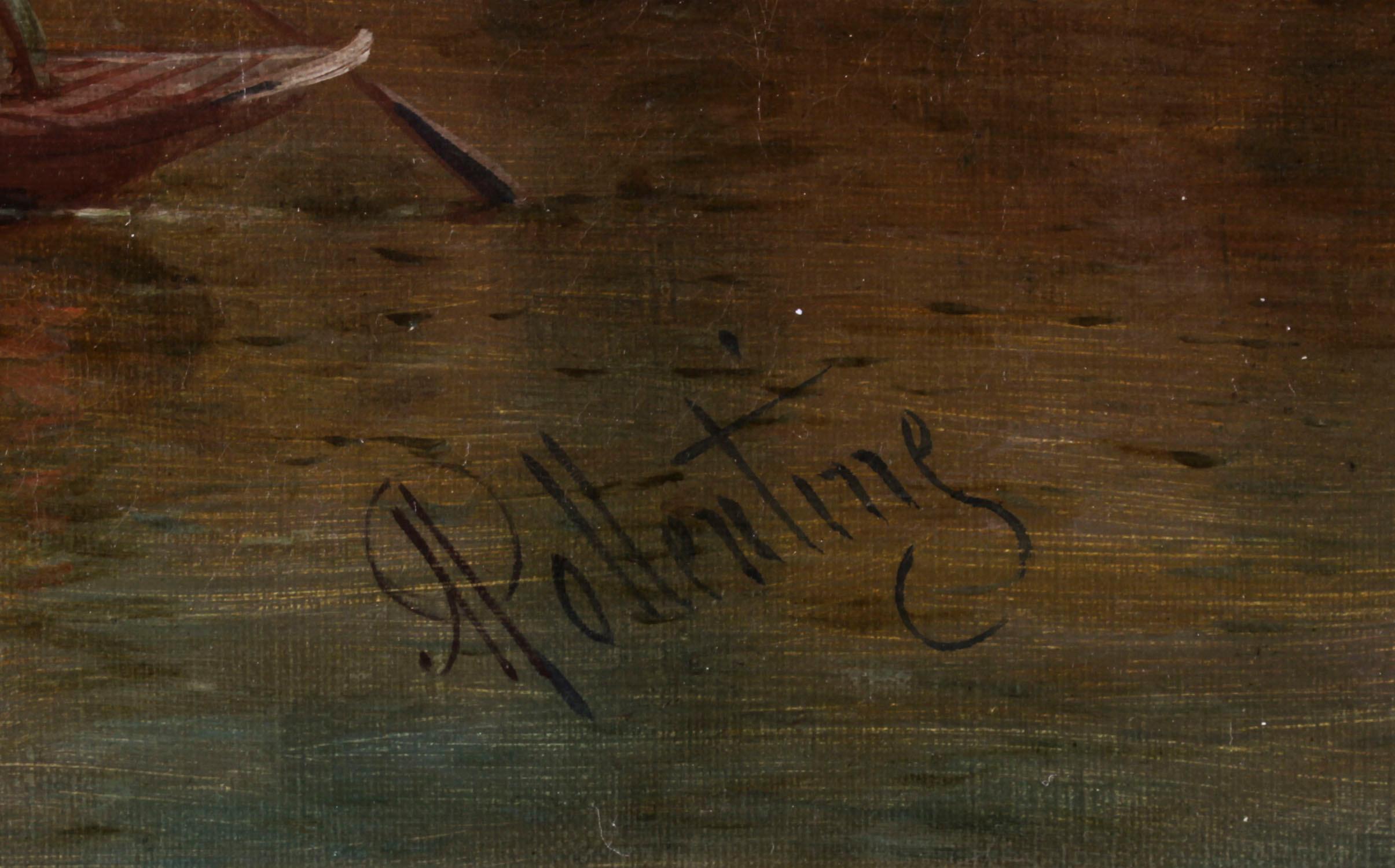 Antique Pair Oil Paintings Grand Canal Venice Alfred Pollentine 19th Century 11