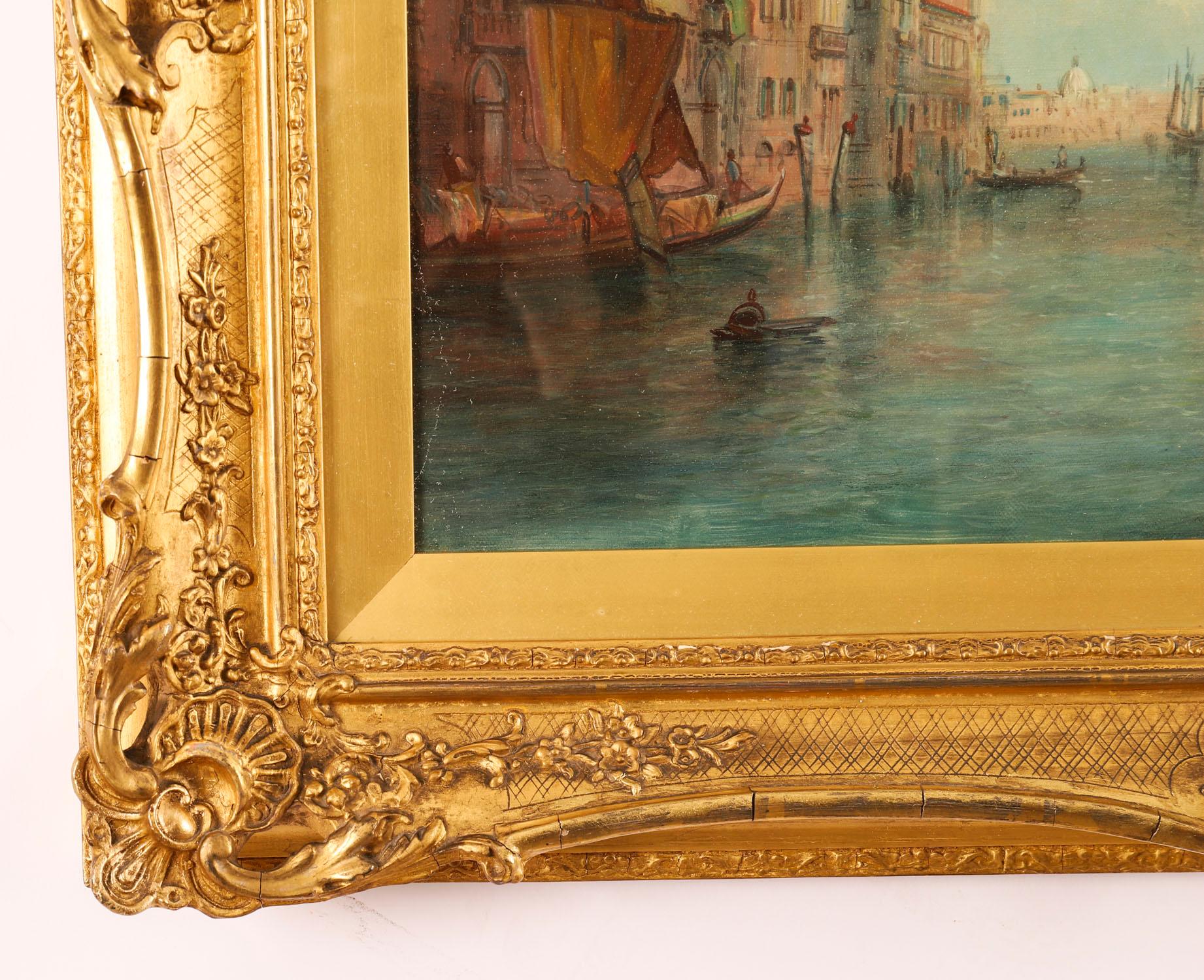 Antica coppia di dipinti a olio Canal Grande Venezia Alfred Pollentine XIX secolo in vendita 10