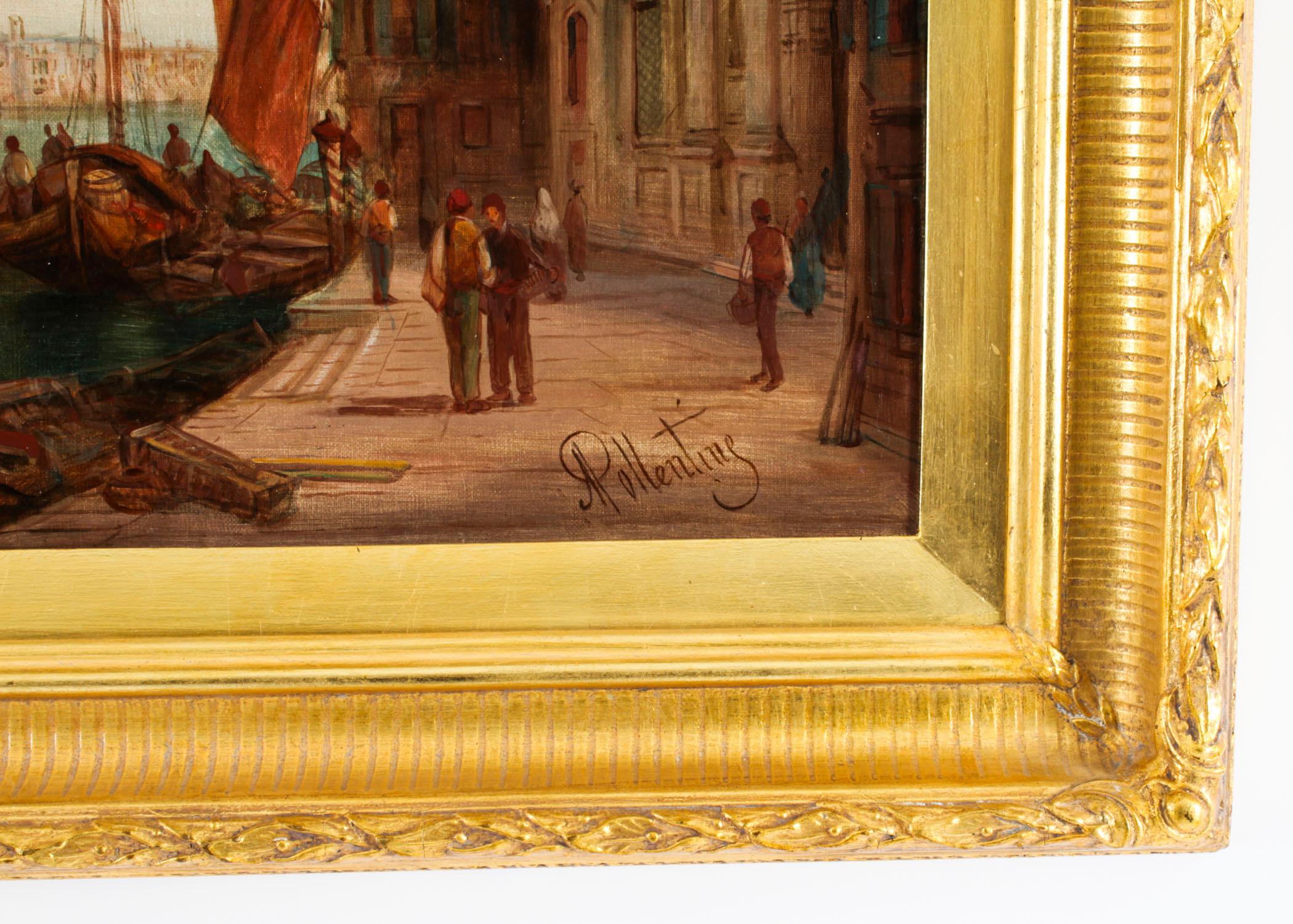 Antique Pair Oil Paintings Grand Canal Venice Alfred Pollentine 19th Century 2