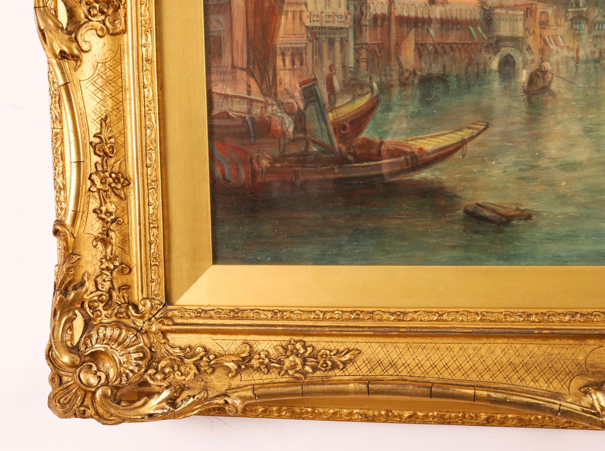 Antica coppia di dipinti a olio Canal Grande Venezia Alfred Pollentine XIX secolo in vendita 1