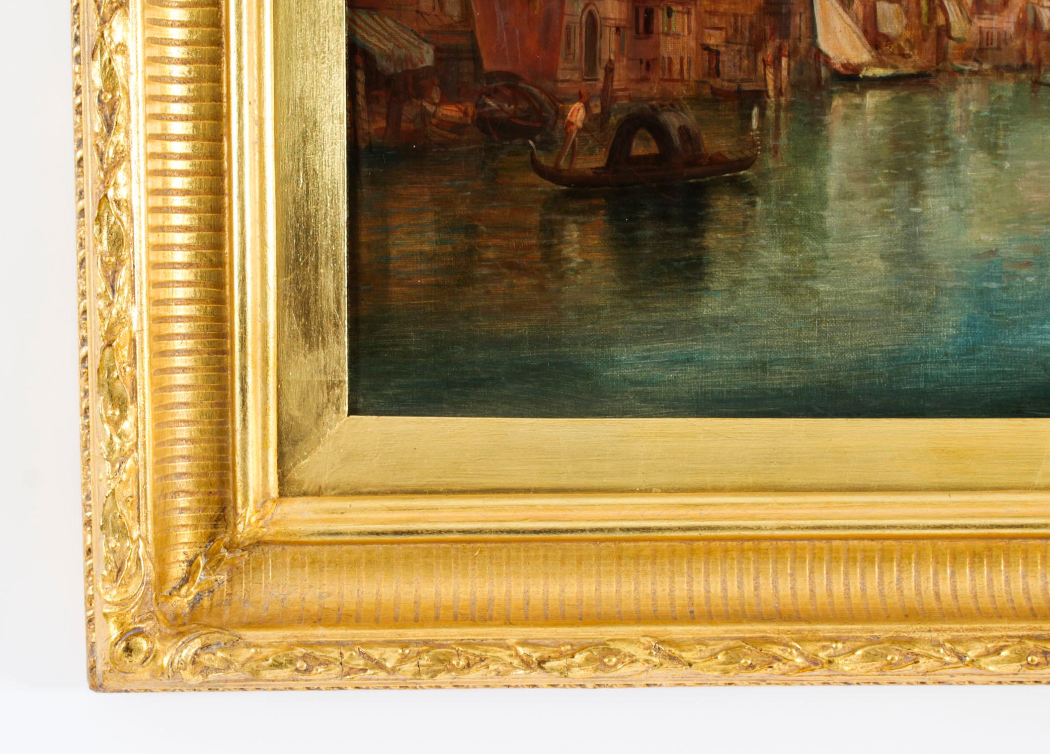 Antique Pair Oil Paintings Grand Canal Venice Alfred Pollentine 19th Century 3