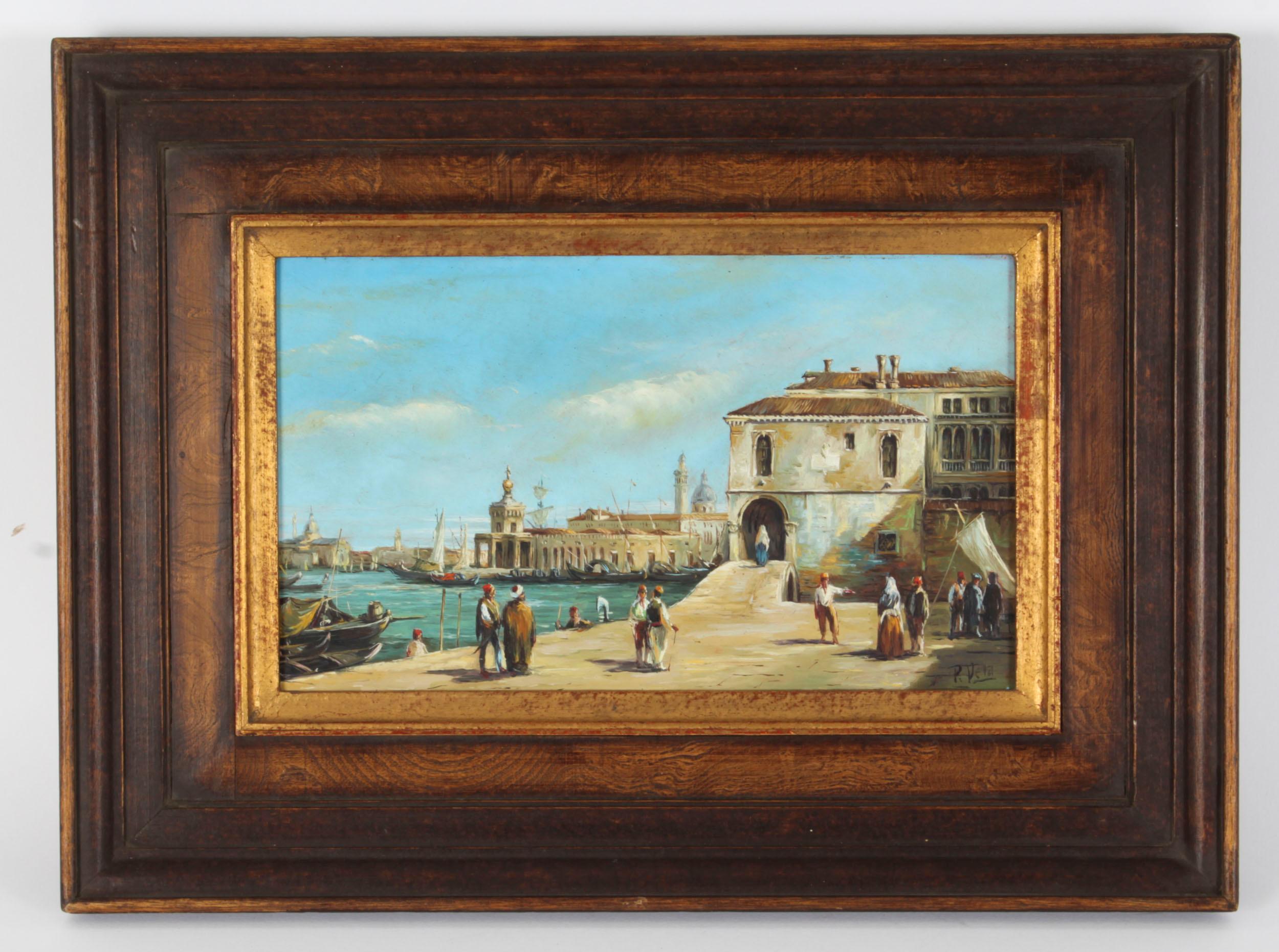 Antique Pair Oil Paintings of Venice Continental School 19th C 5