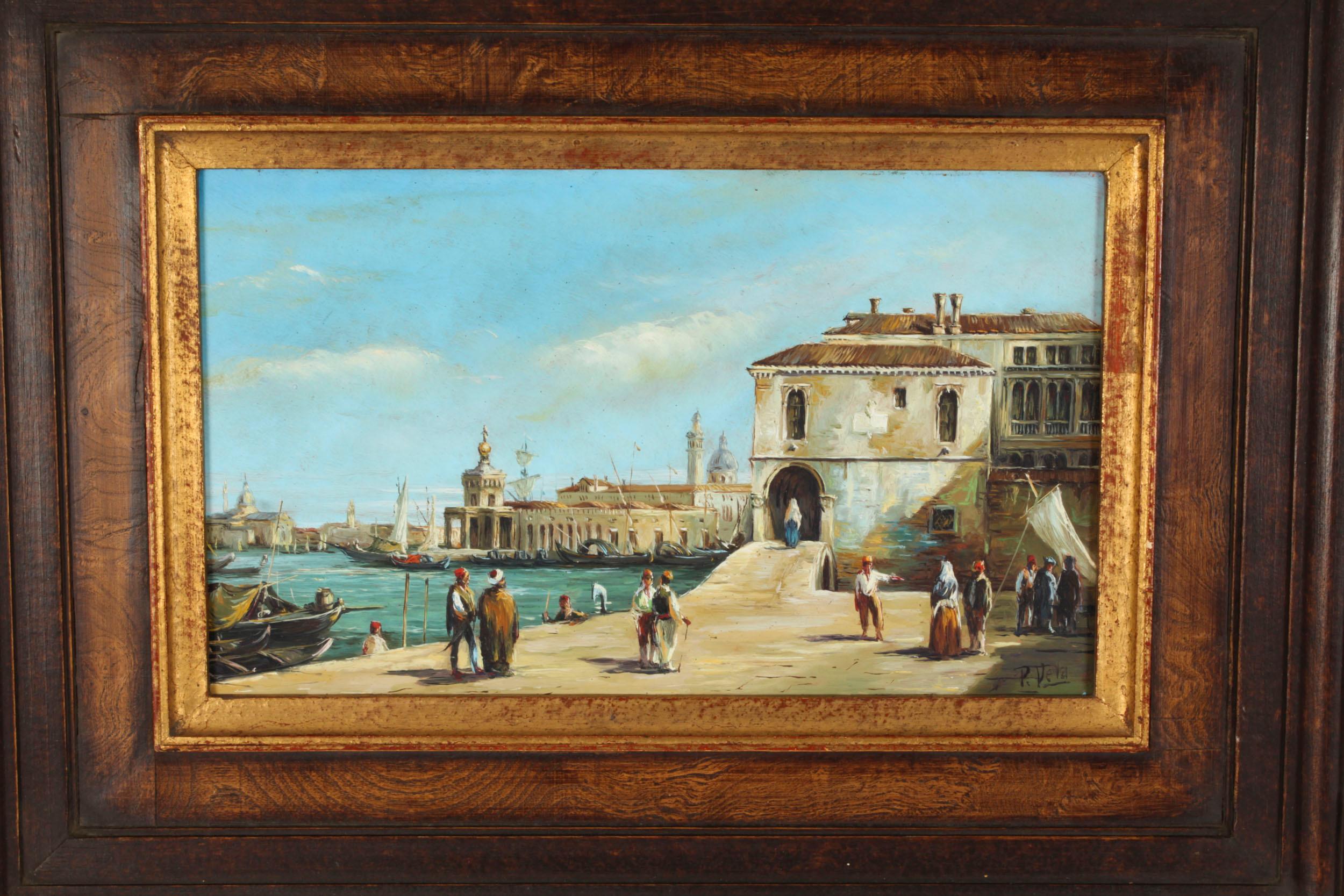 Antique Pair Oil Paintings of Venice Continental School 19th C 10