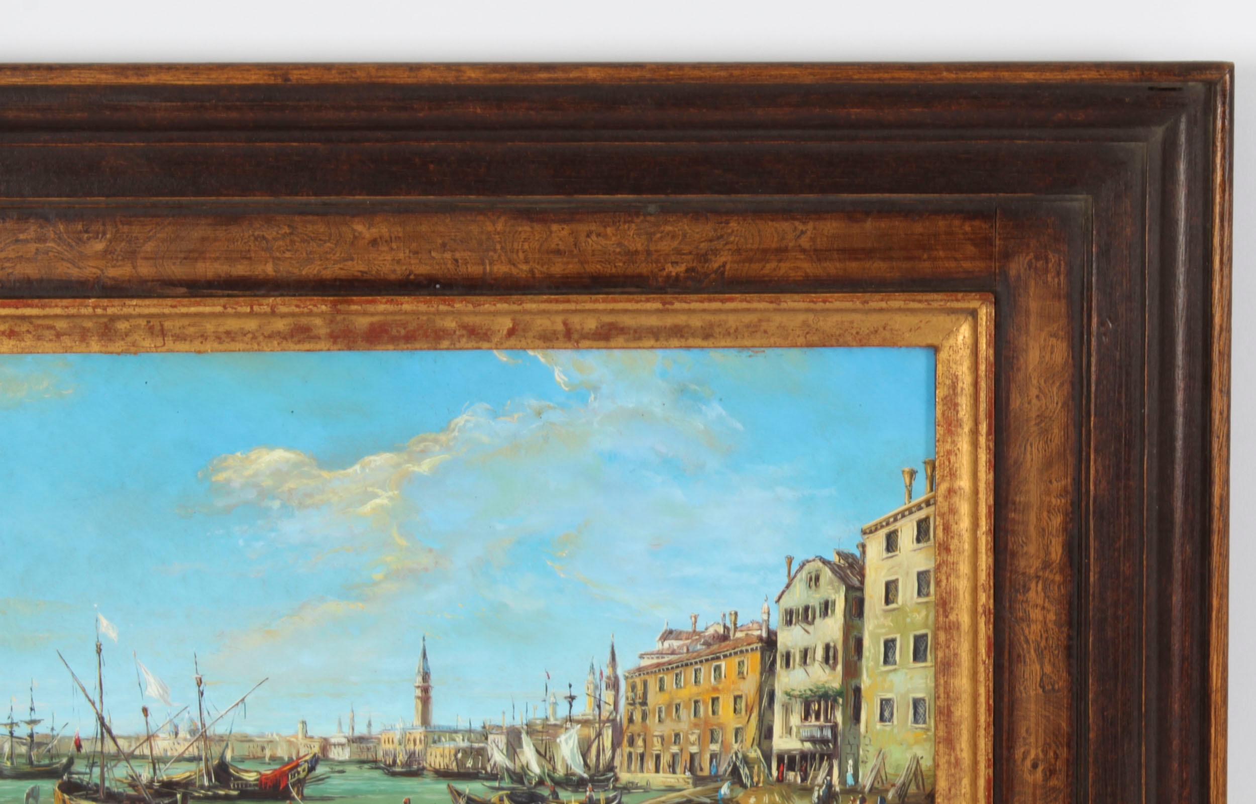 Antique Pair Oil Paintings of Venice Continental School 19th C 3