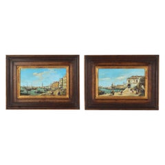 Antique Pair Oil Paintings of Venice Continental School 19th C