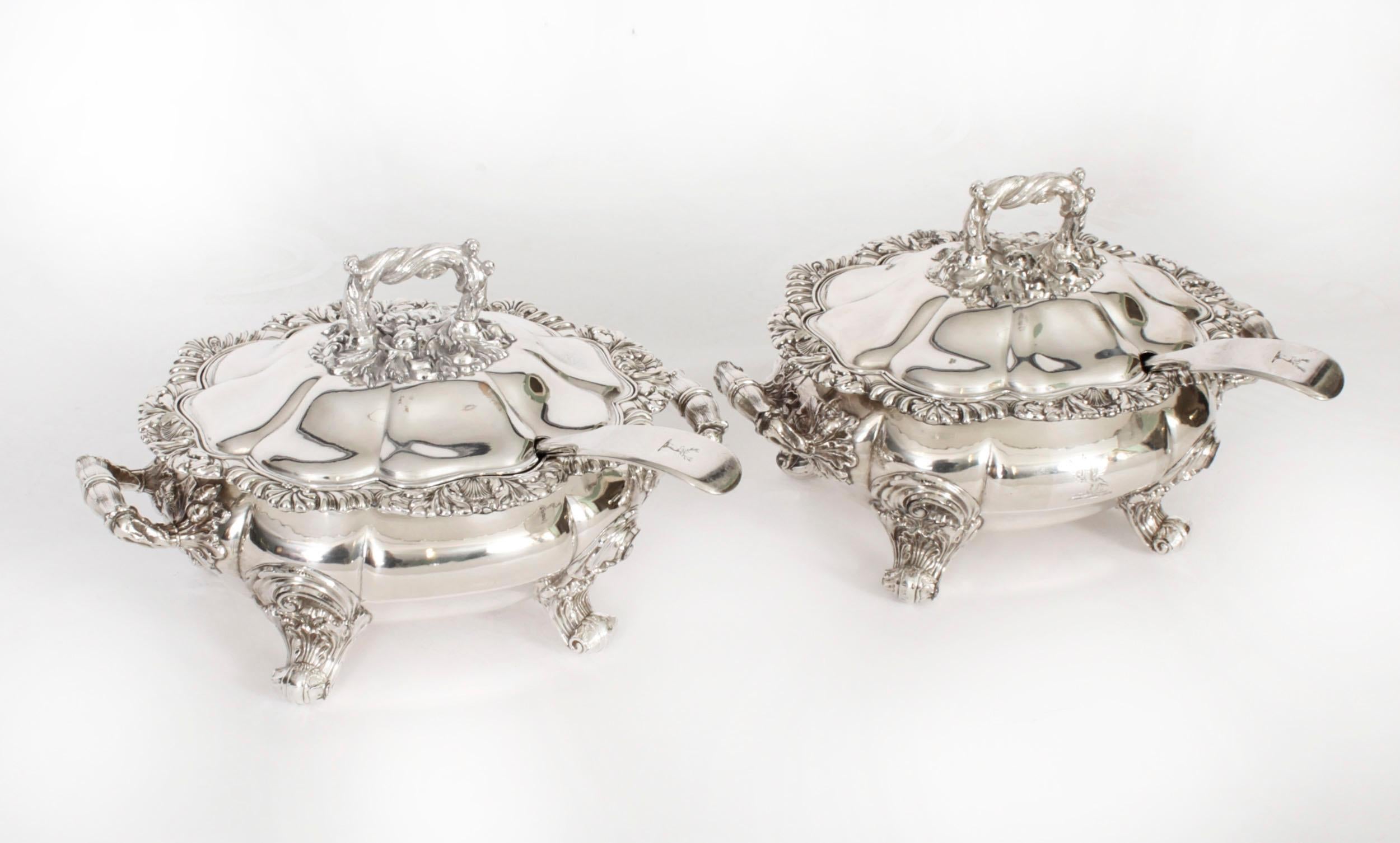 Antique Pair Old Sheffield Oval Lidded Sauce Tureens C1820 19th Century For Sale 14