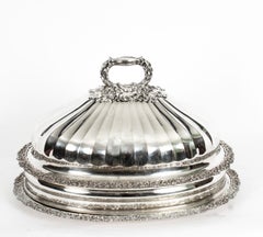 Antique Pair Old Sheffield Plate Beef Venison Tureens & Domed Covers 19th C