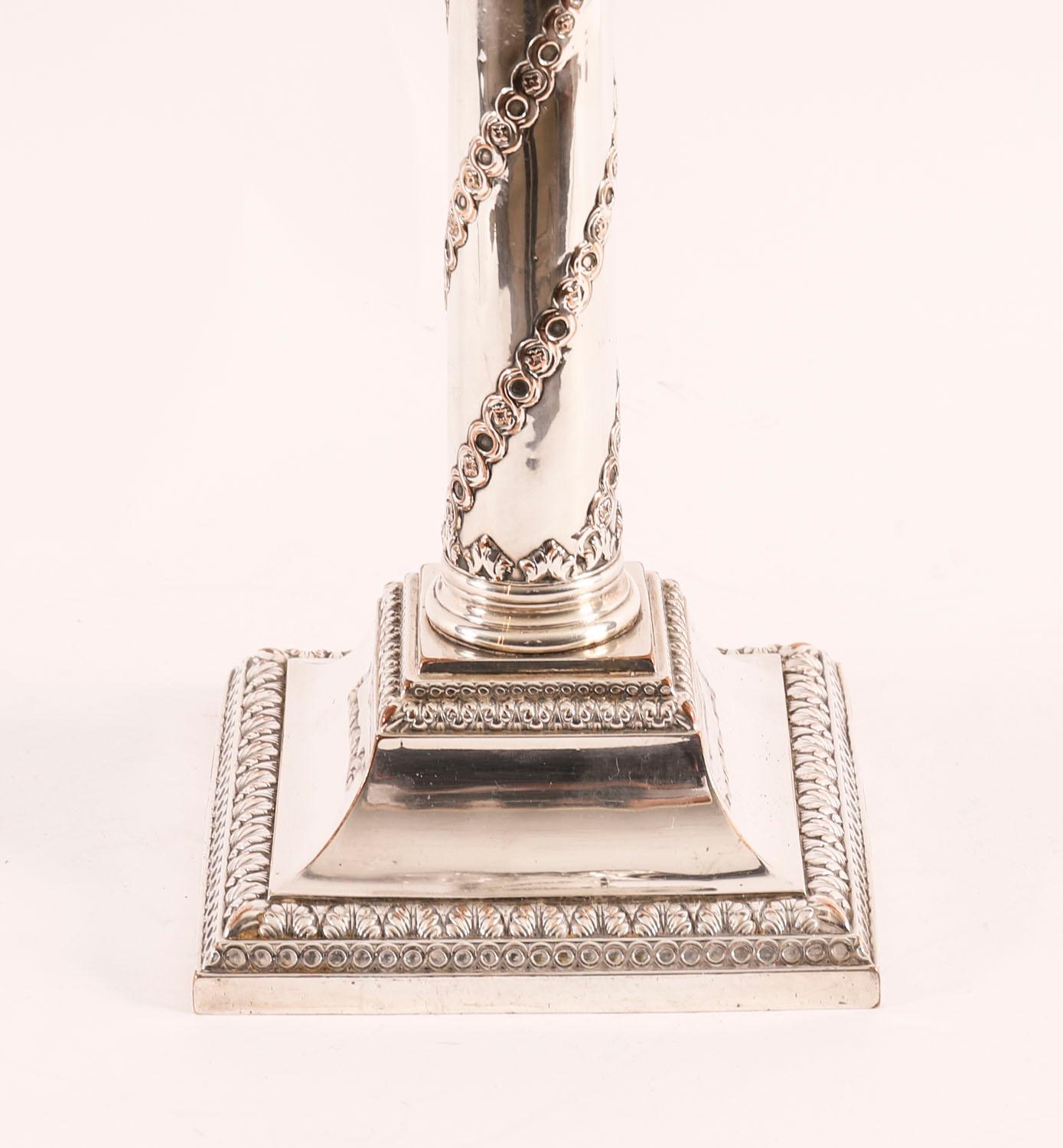 English Antique Pair Old Sheffield Silver Plated Candlesticks 18th Century For Sale