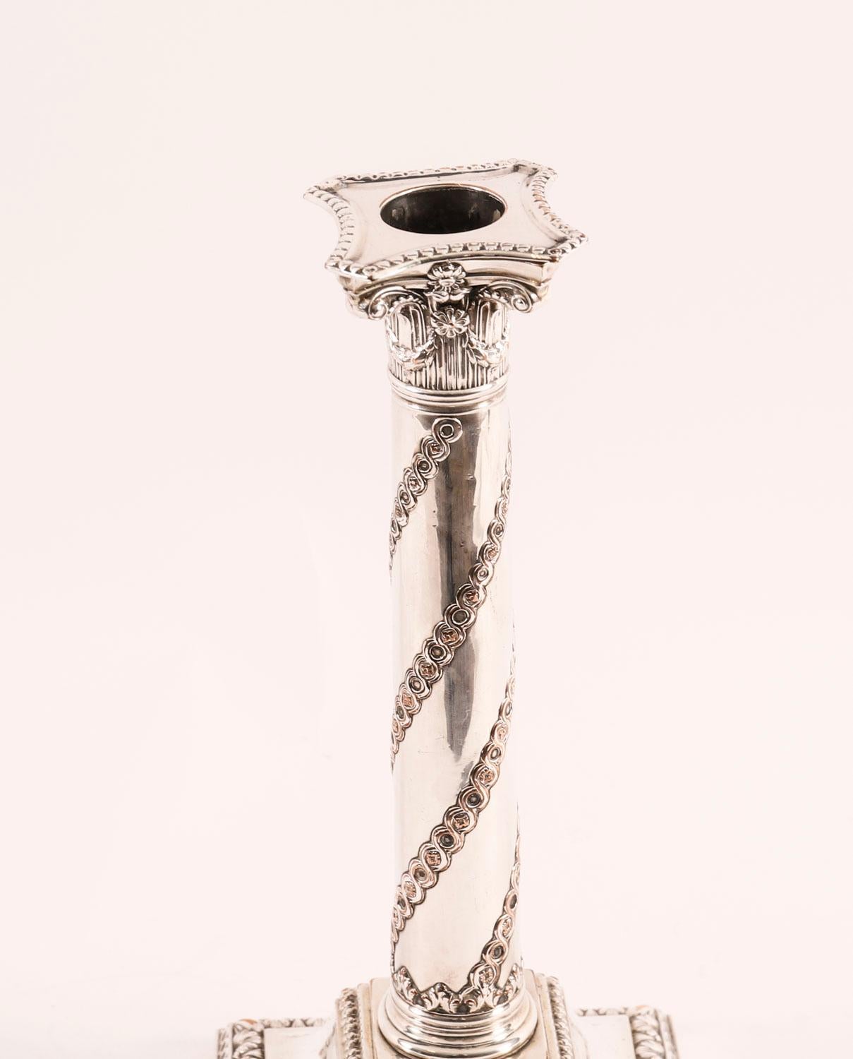Sheffield Plate Antique Pair Old Sheffield Silver Plated Candlesticks 18th Century For Sale