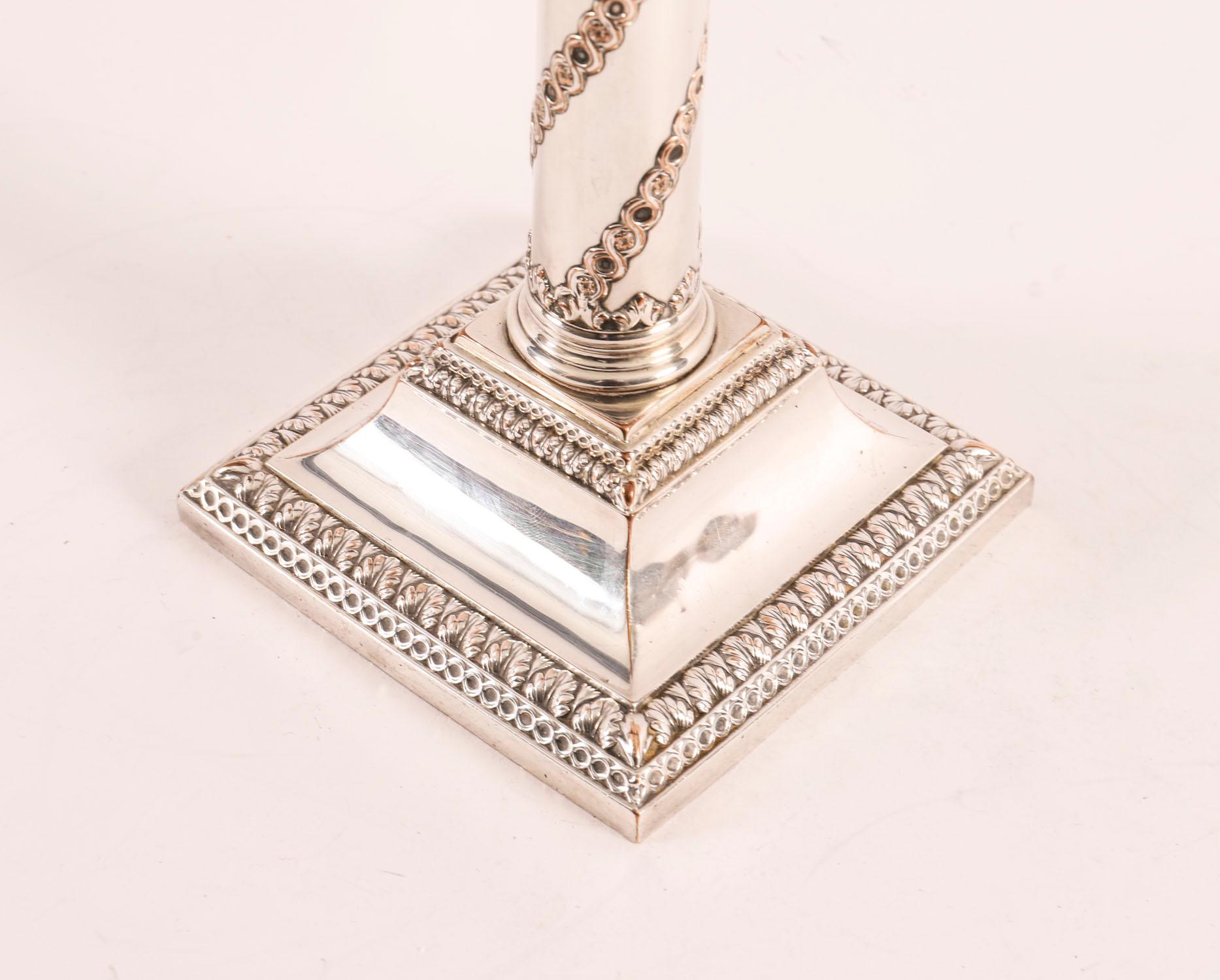 Antique Pair Old Sheffield Silver Plated Candlesticks 18th Century For Sale 1
