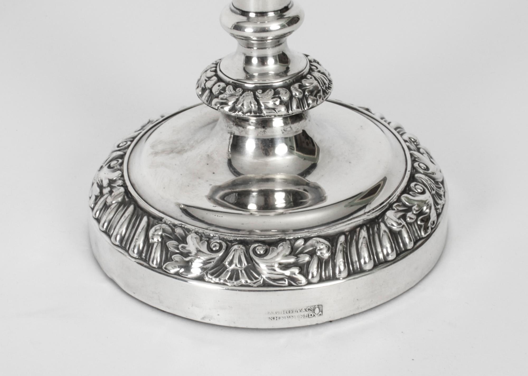 Early 19th Century Antique Pair of Old Sheffield Silver Plated Candlesticks, Circa 1820 19th C