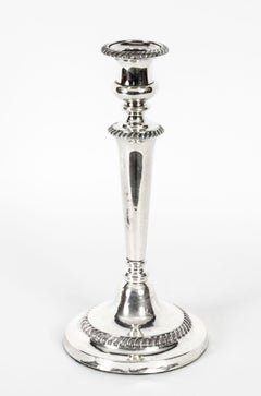 Antique Pair Old Sheffield Silver Plated Candlesticks Early 19th C