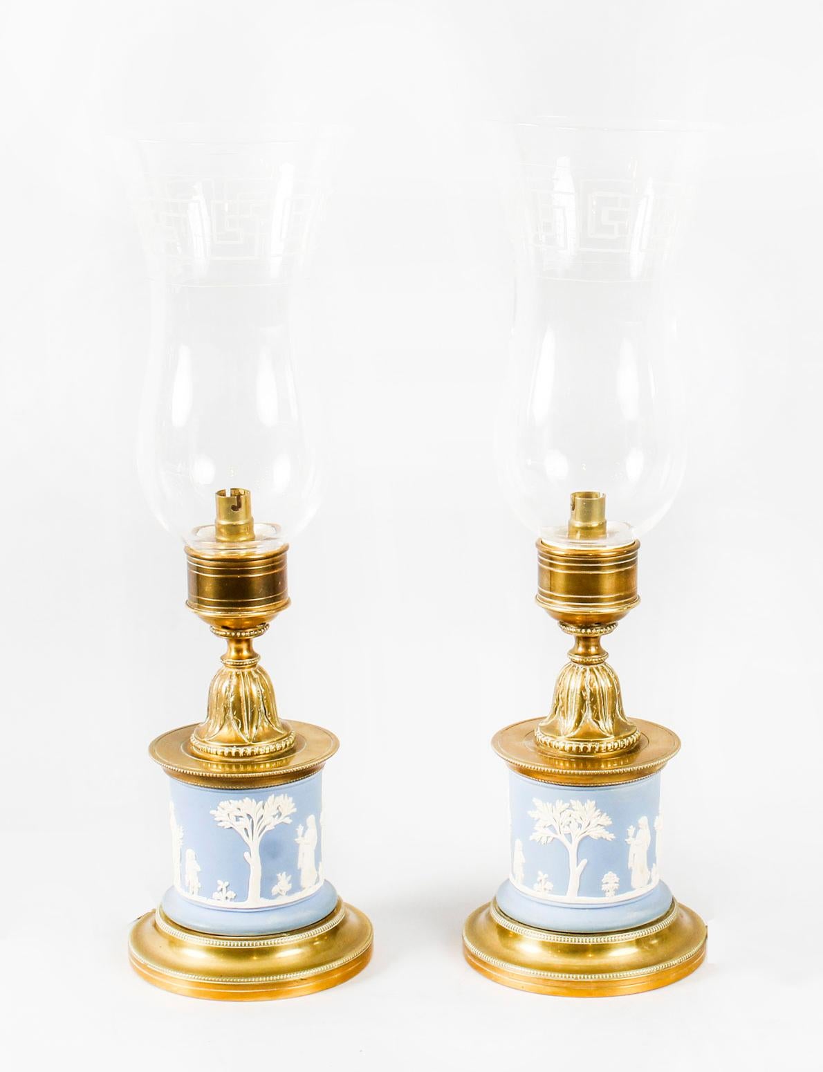 Antique Pair of Ormolu and Jasperware Table Lamps, 19th Century 5