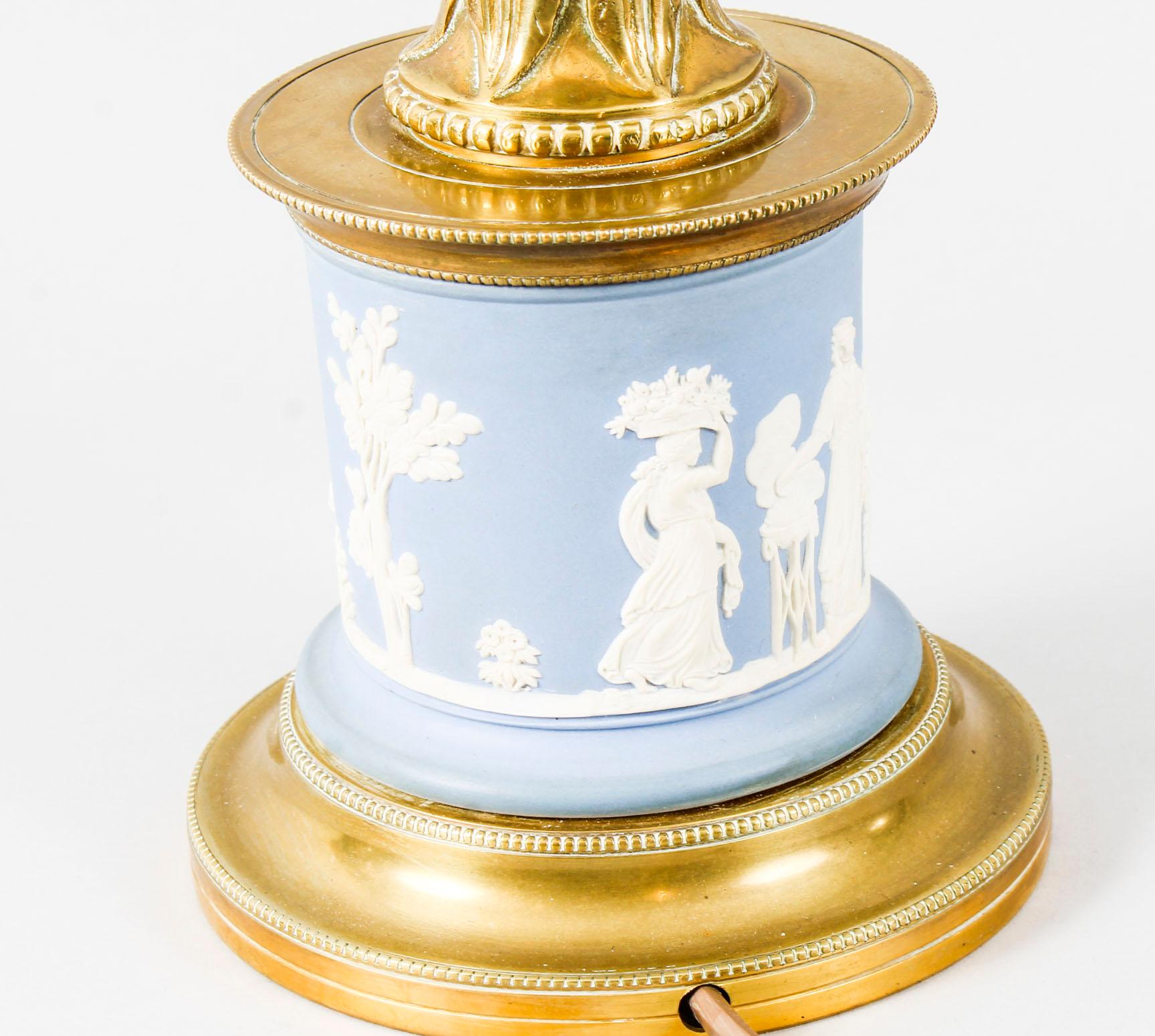 Late 19th Century Antique Pair of Ormolu and Jasperware Table Lamps, 19th Century