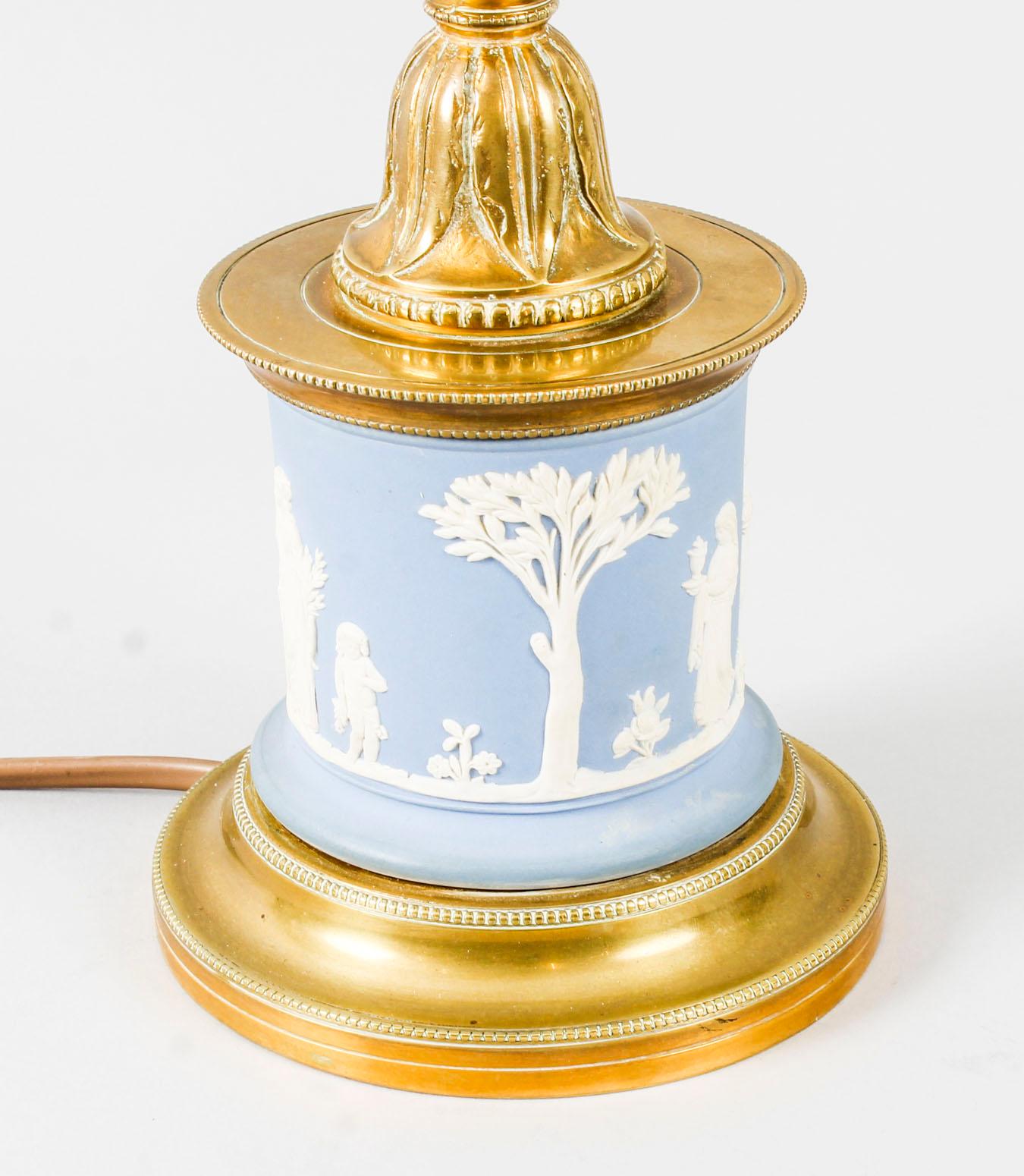 Antique Pair of Ormolu and Jasperware Table Lamps, 19th Century 2