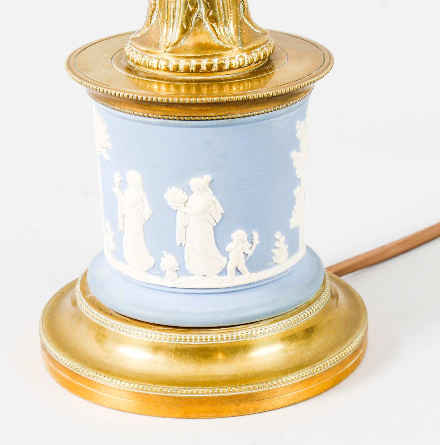 Antique Pair of Ormolu and Jasperware Table Lamps, 19th Century 3