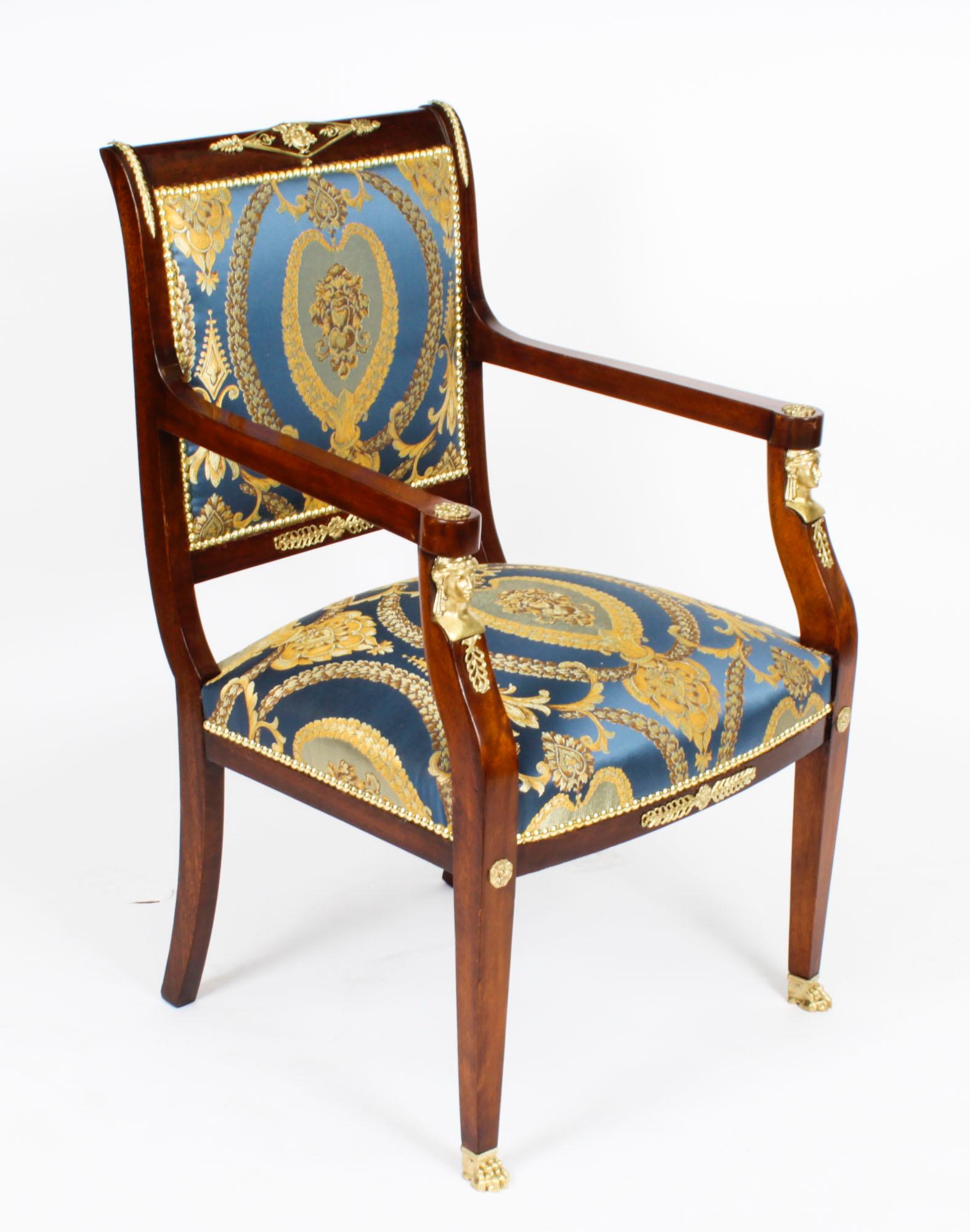 Antique Pair Ormolu Mounted Armchairs Empire Revival 19th Century In Good Condition In London, GB