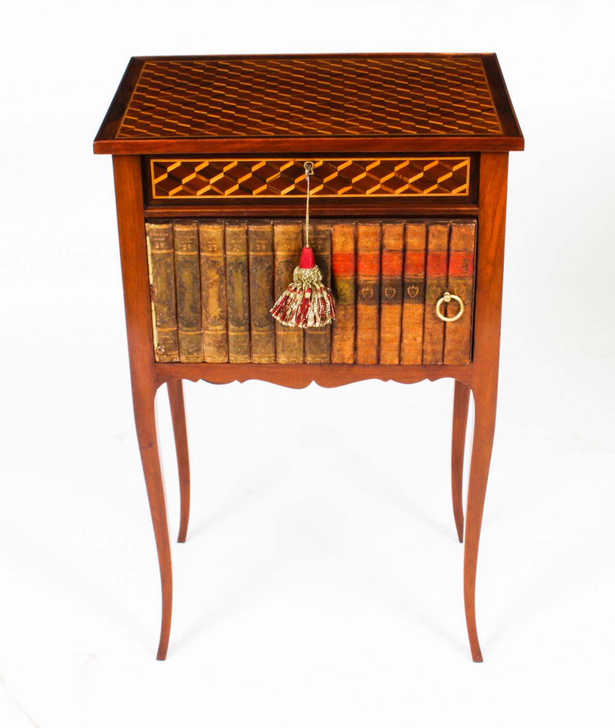 Antique Pair Ormolu Mounted Parquetry Occasional / Bedside Tables 19th C In Good Condition In London, GB