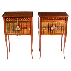 Antique Pair Ormolu Mounted Parquetry Occasional / Bedside Tables 19th C
