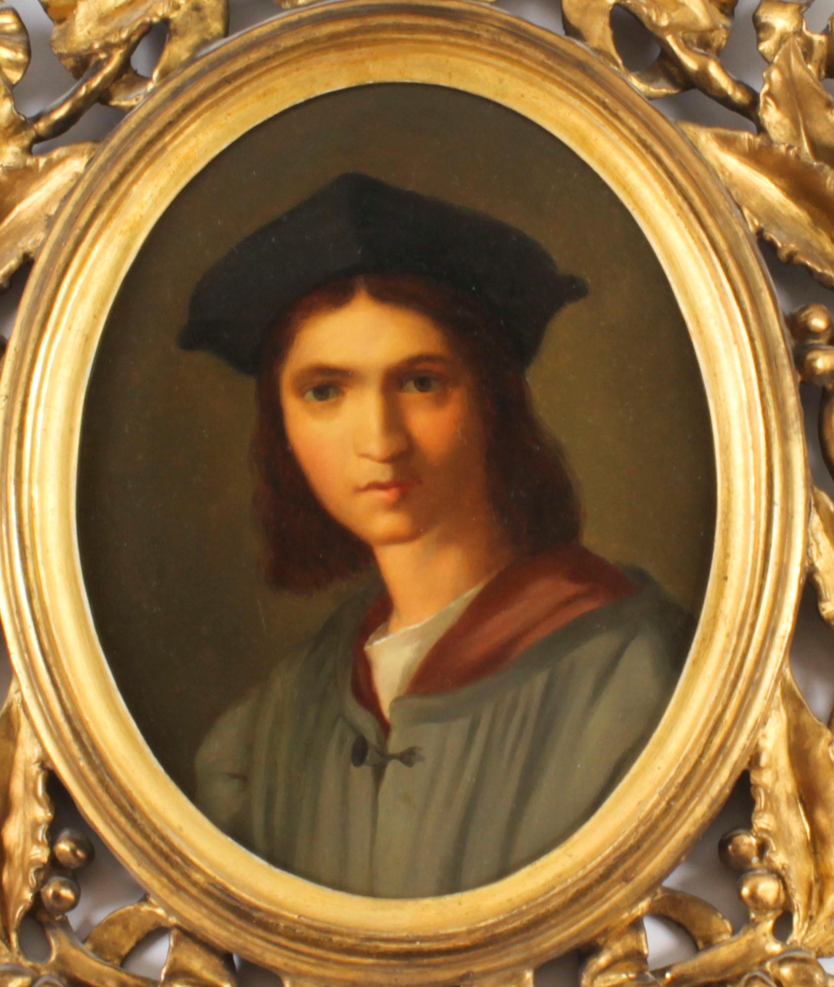Antique Pair Oval Leonardo Da Vinci and Raphael Paintings Circa 1780 18th C 5