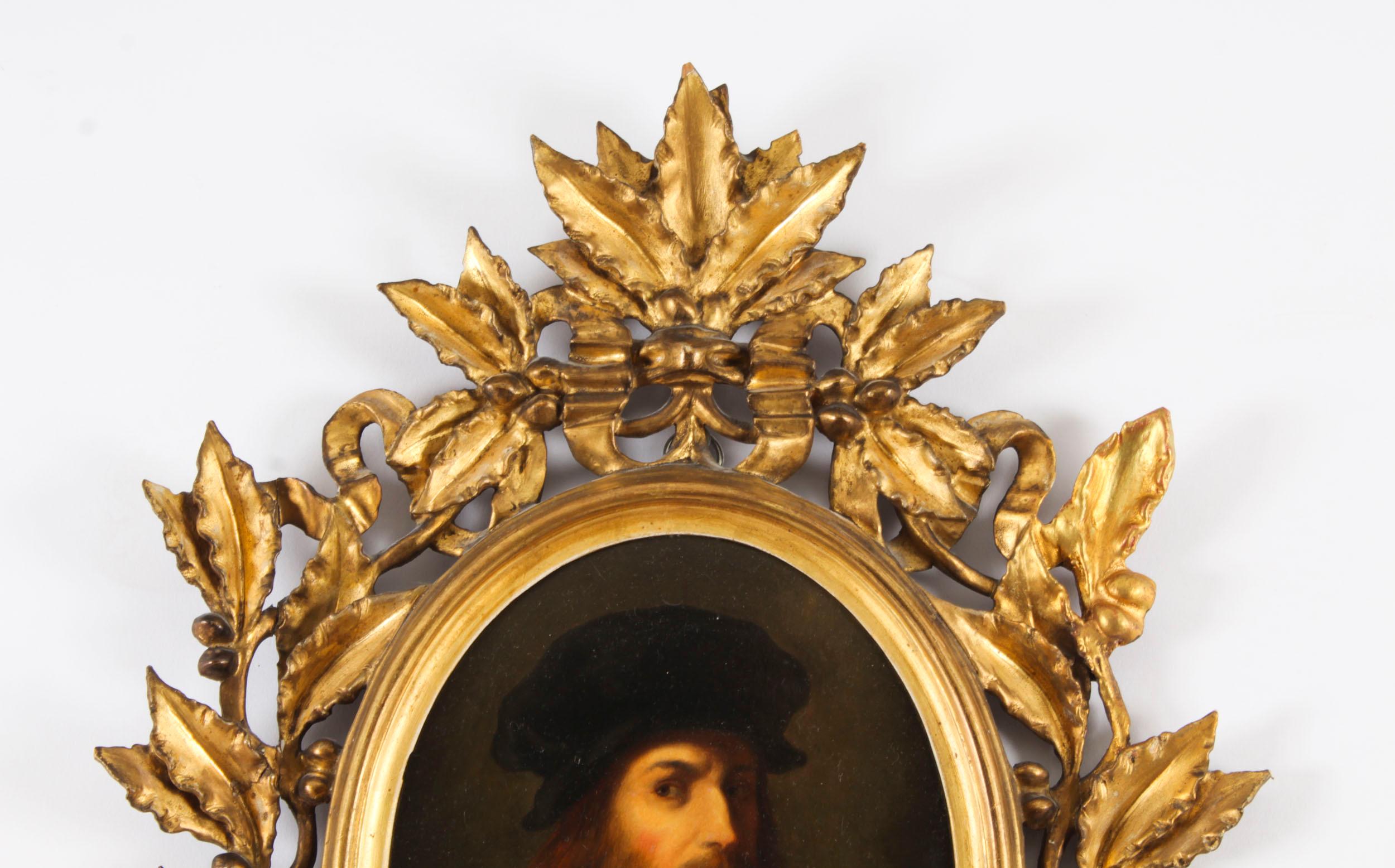 Antique Pair Oval Leonardo Da Vinci and Raphael Paintings Circa 1780 18th C In Good Condition In London, GB