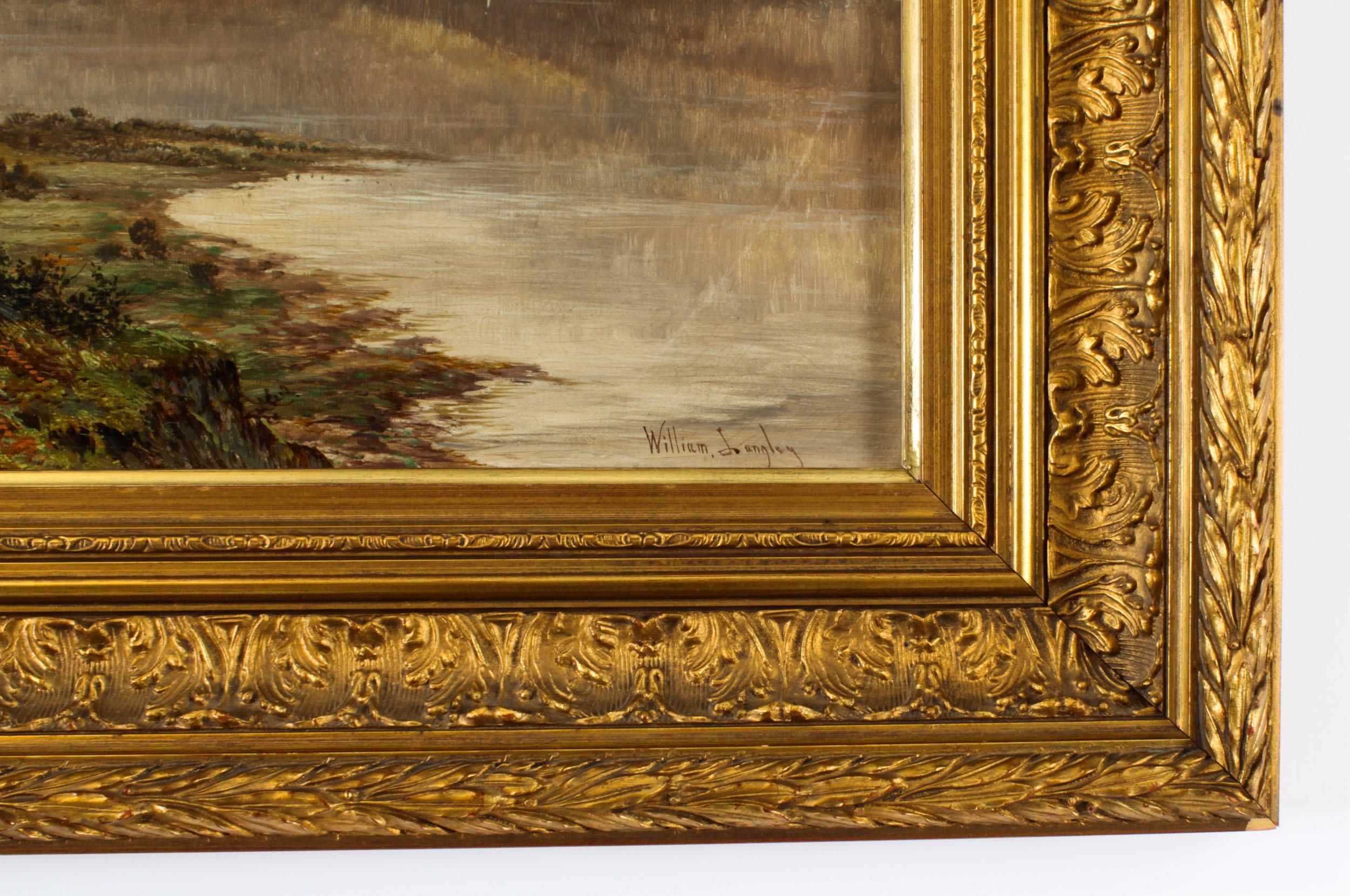 Antique Pair Paintings Highland Cattle' William Langley 19th Century 2