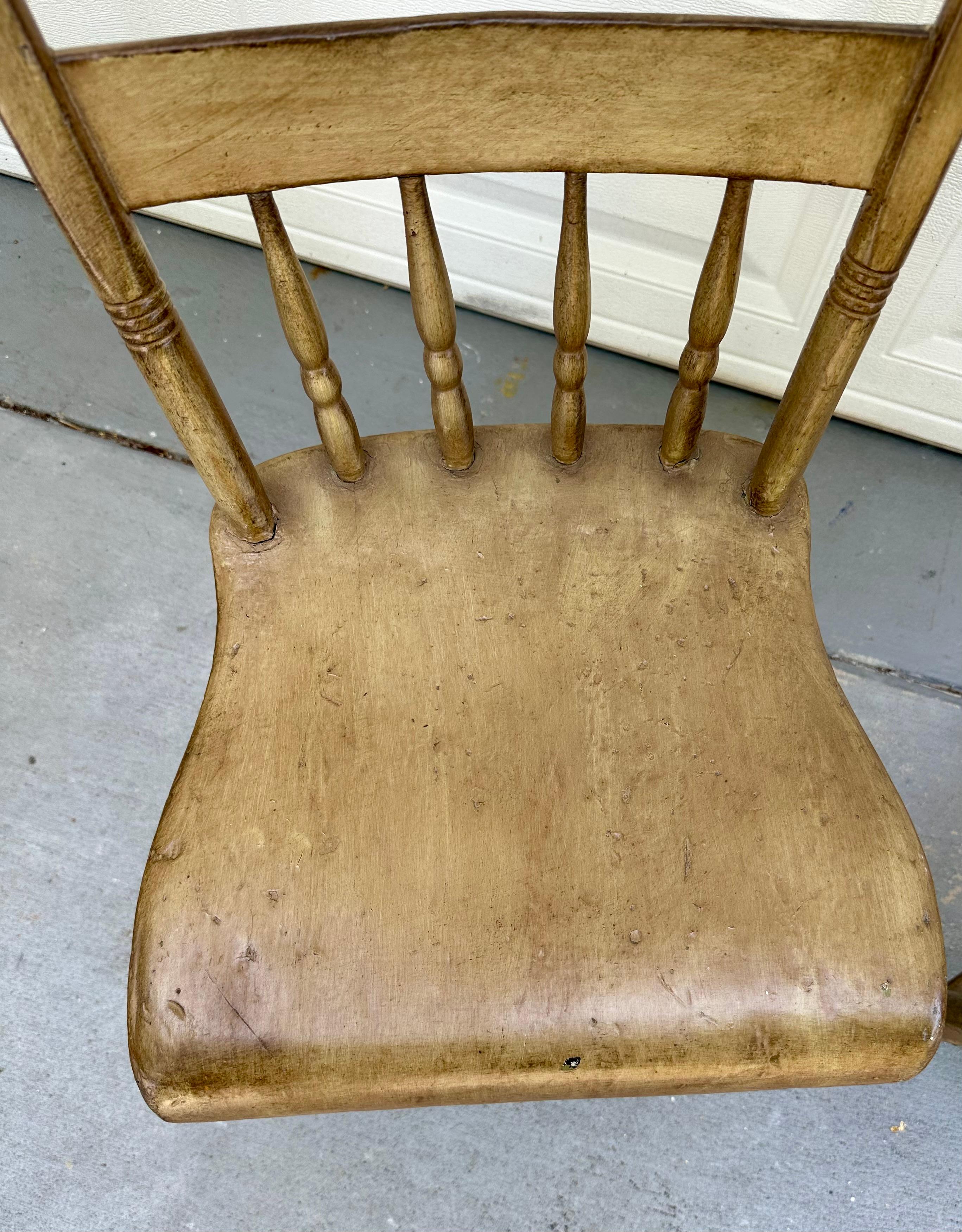 Wood Antique Pair Pennsylvania Plank Seat Chairs, 19th Century. For Sale