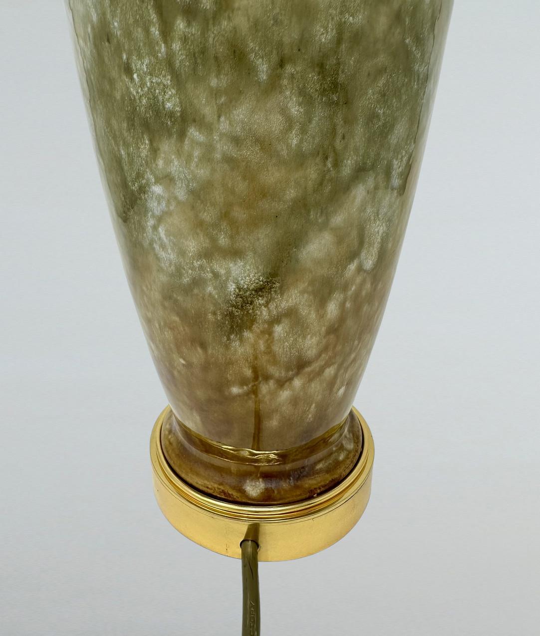 Antikes Paar Porzellan Royal Doulton Keramik Jugendstil Elektrische Tischlampen  im Angebot 4