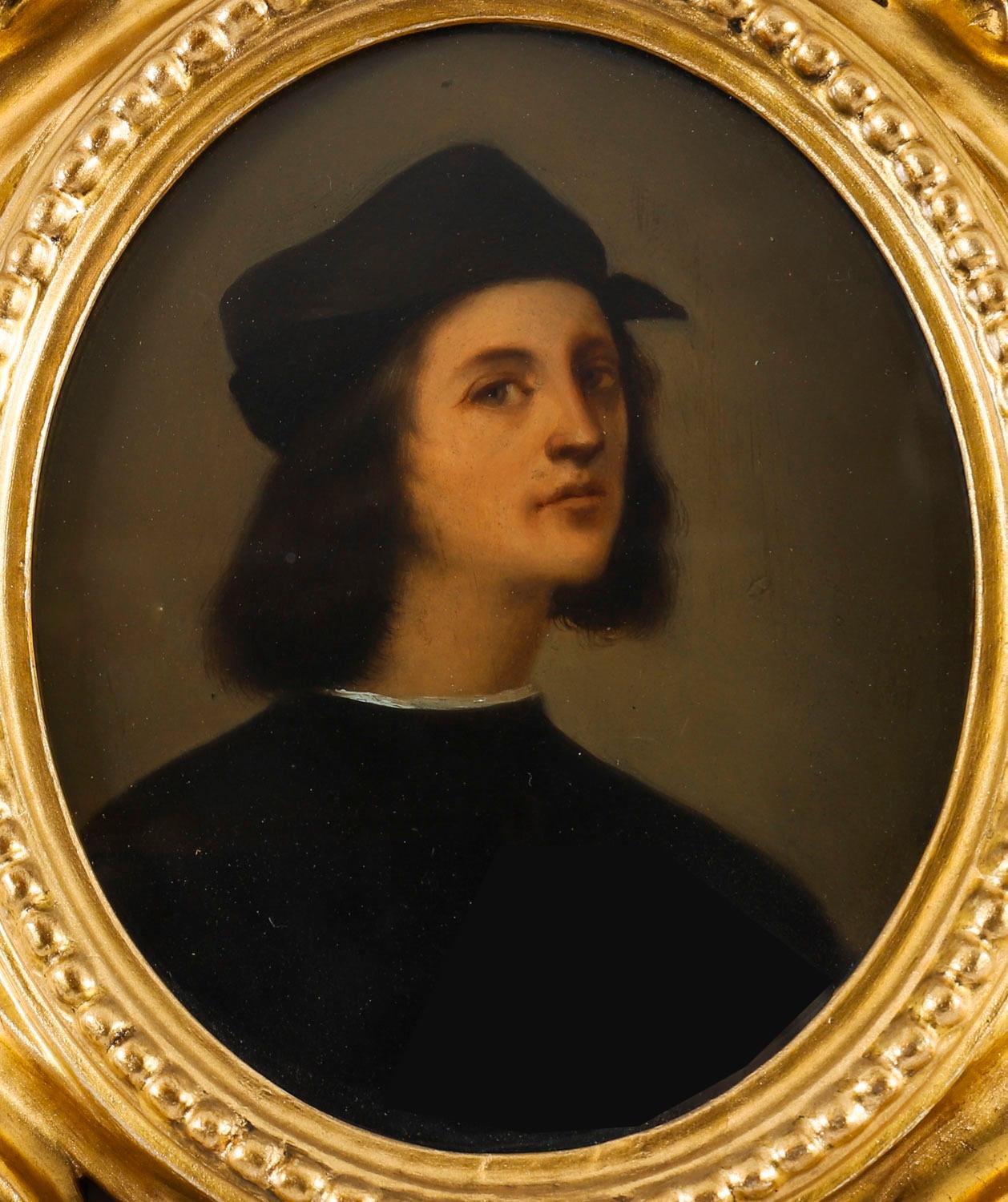 Antique Pair  Portraits Raphael &Andrea del Sarto Florentine Frames 19thCentury For Sale 8