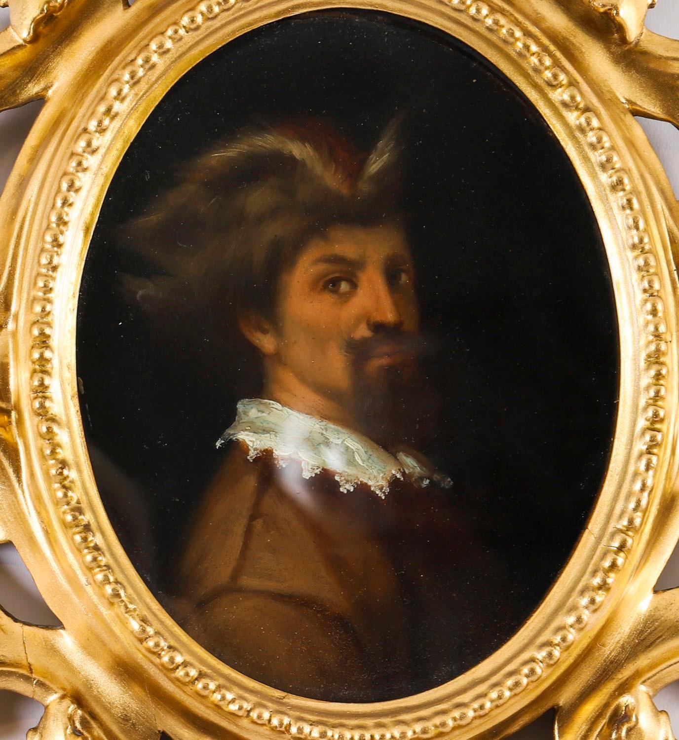19th Century Antique Pair  Portraits Raphael &Andrea del Sarto Florentine Frames 19thCentury For Sale