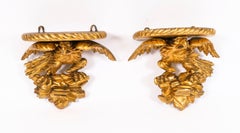 Antique Pair Regency Giltwood Eagle Wall Brackets 19th Century