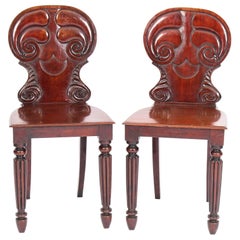 Antique Pair of Regency Mahogany Hall Chairs by Gilllows, 19th Century