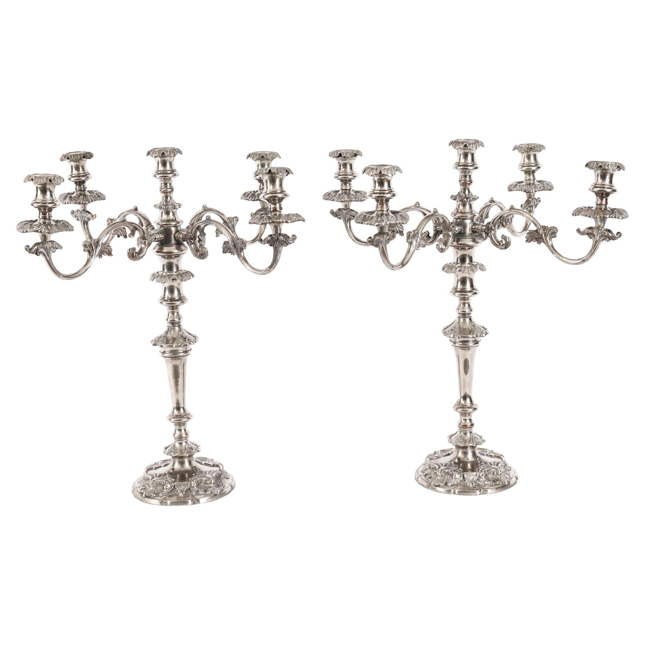 Antique Pair Regency Old Sheffield Plate Candelabra C1820 19th Century