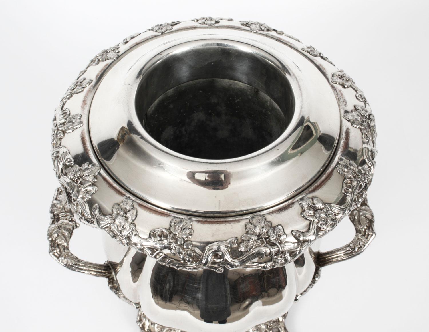 Silver Plate Antique Pair French Doublé Wine Coolers 19th Century For Sale