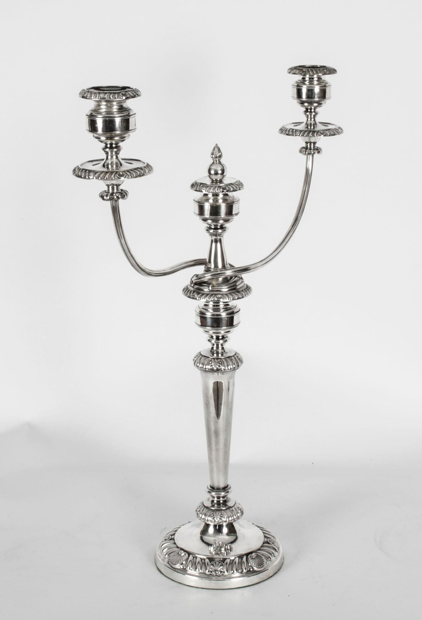 Antique Pair Regency Old Sheffield Silver Plate Candelabra C1820, 19th C In Good Condition In London, GB