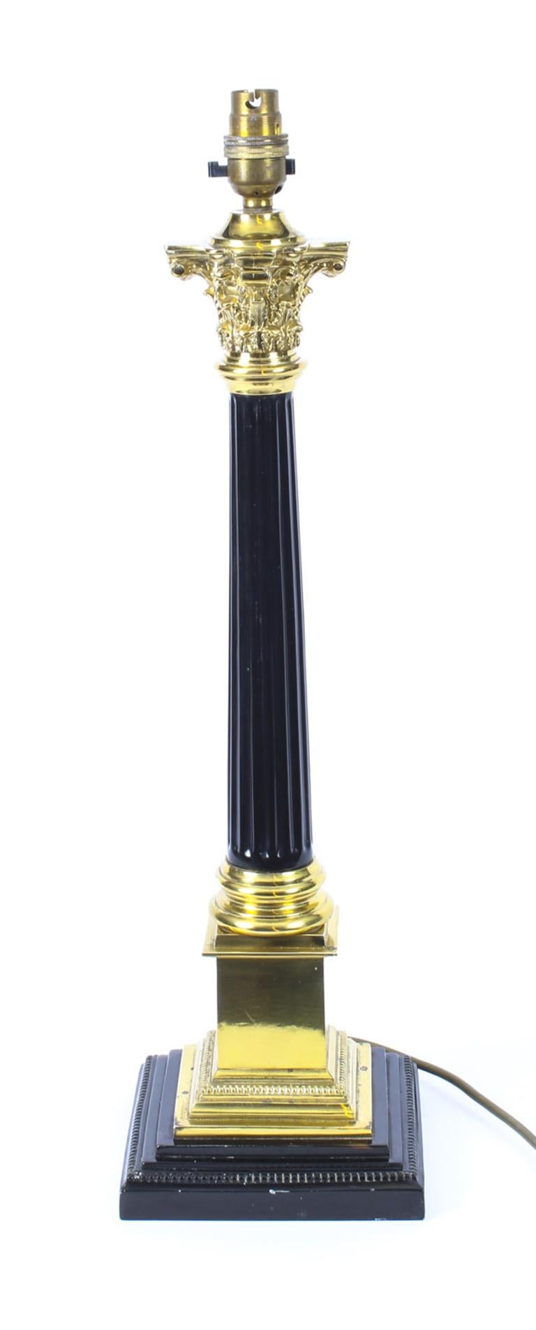Antique Pair of Regency Style Corinthian Column Table Lamps Late 19th Century In Good Condition In London, GB