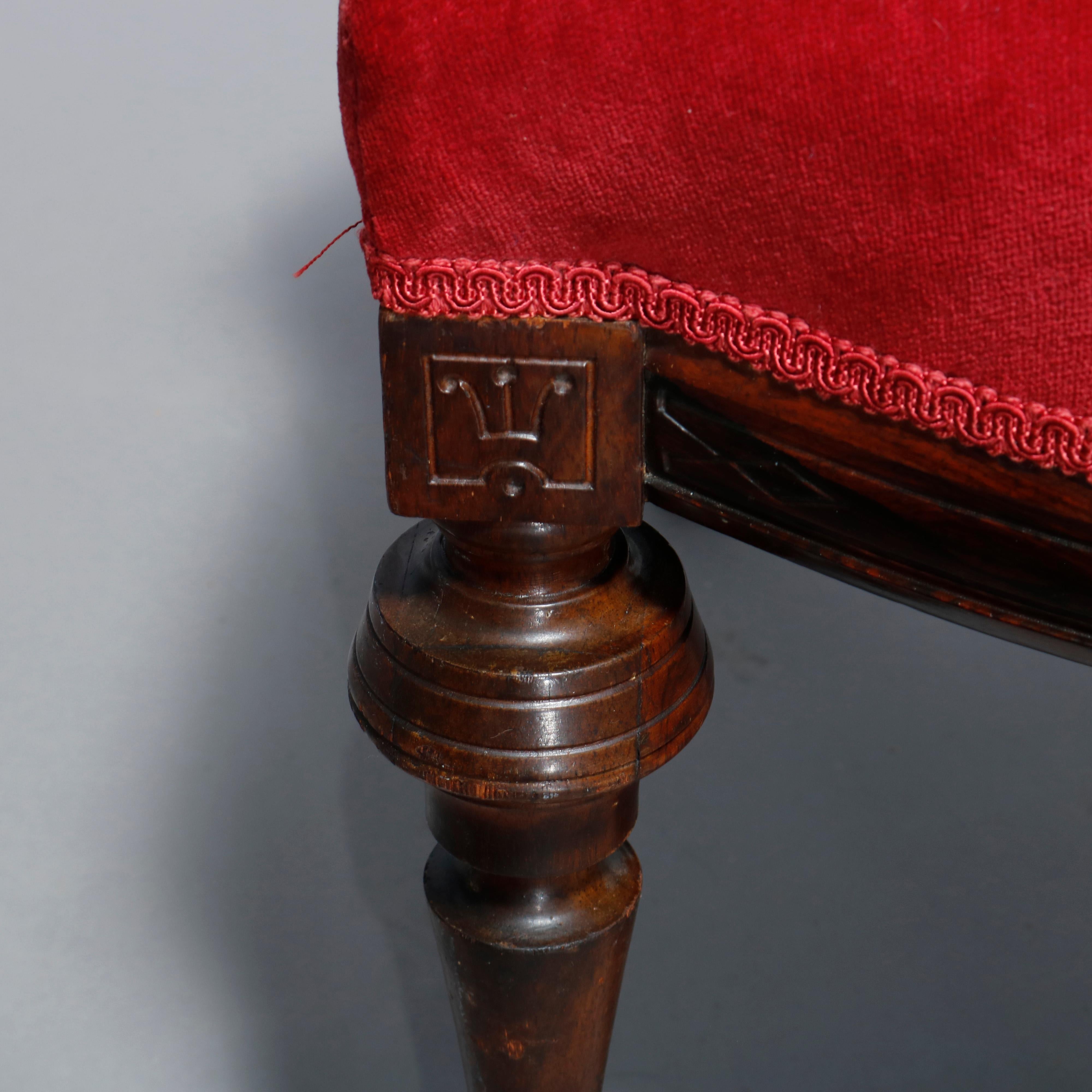 Antique Pair Renaissance Revival Jelliff Carved Rosewood Figural Boudoir Chairs 11