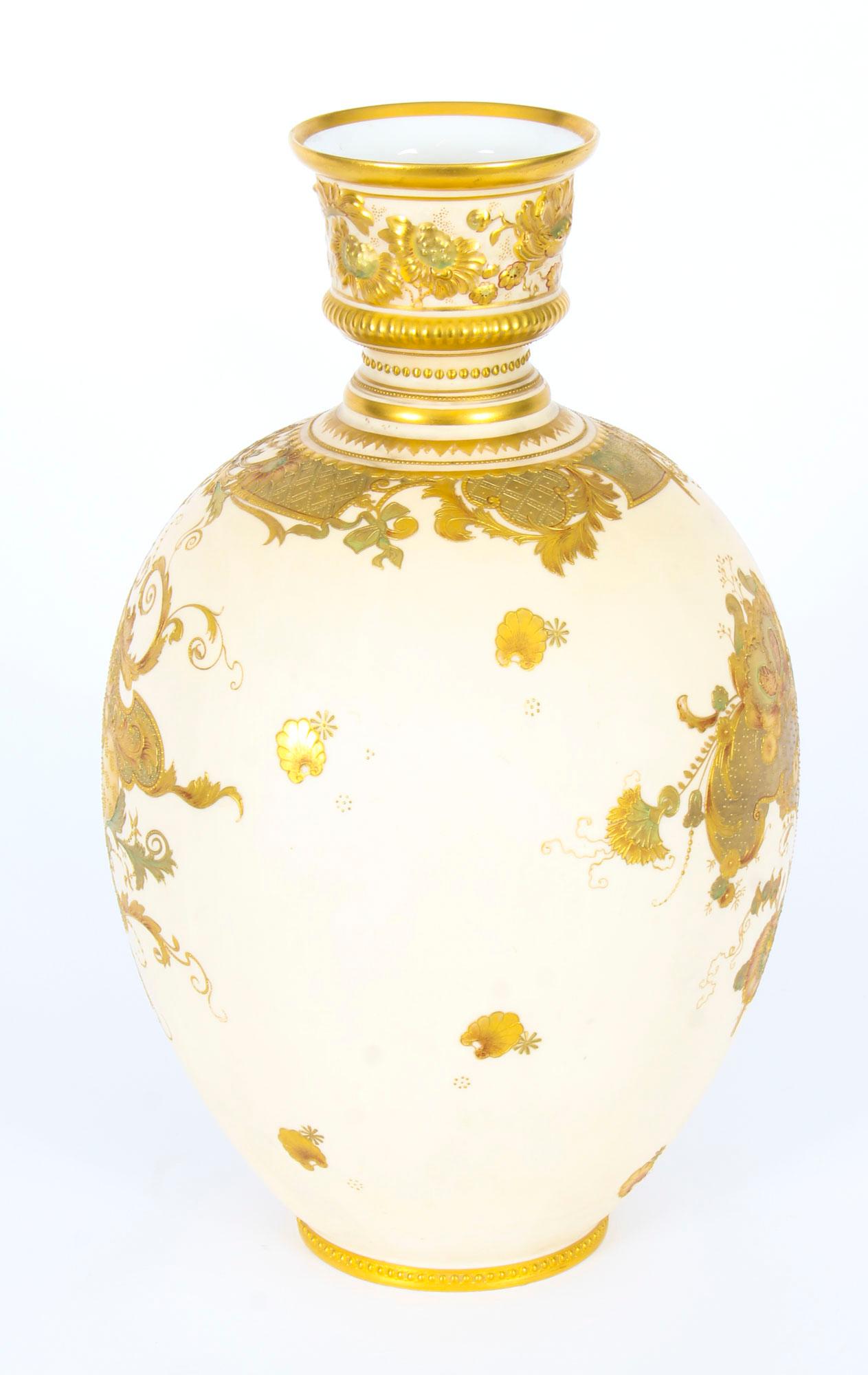 Antique Pair of Royal Crown Derby Blushed Porcelain Vases, 19th Century 4