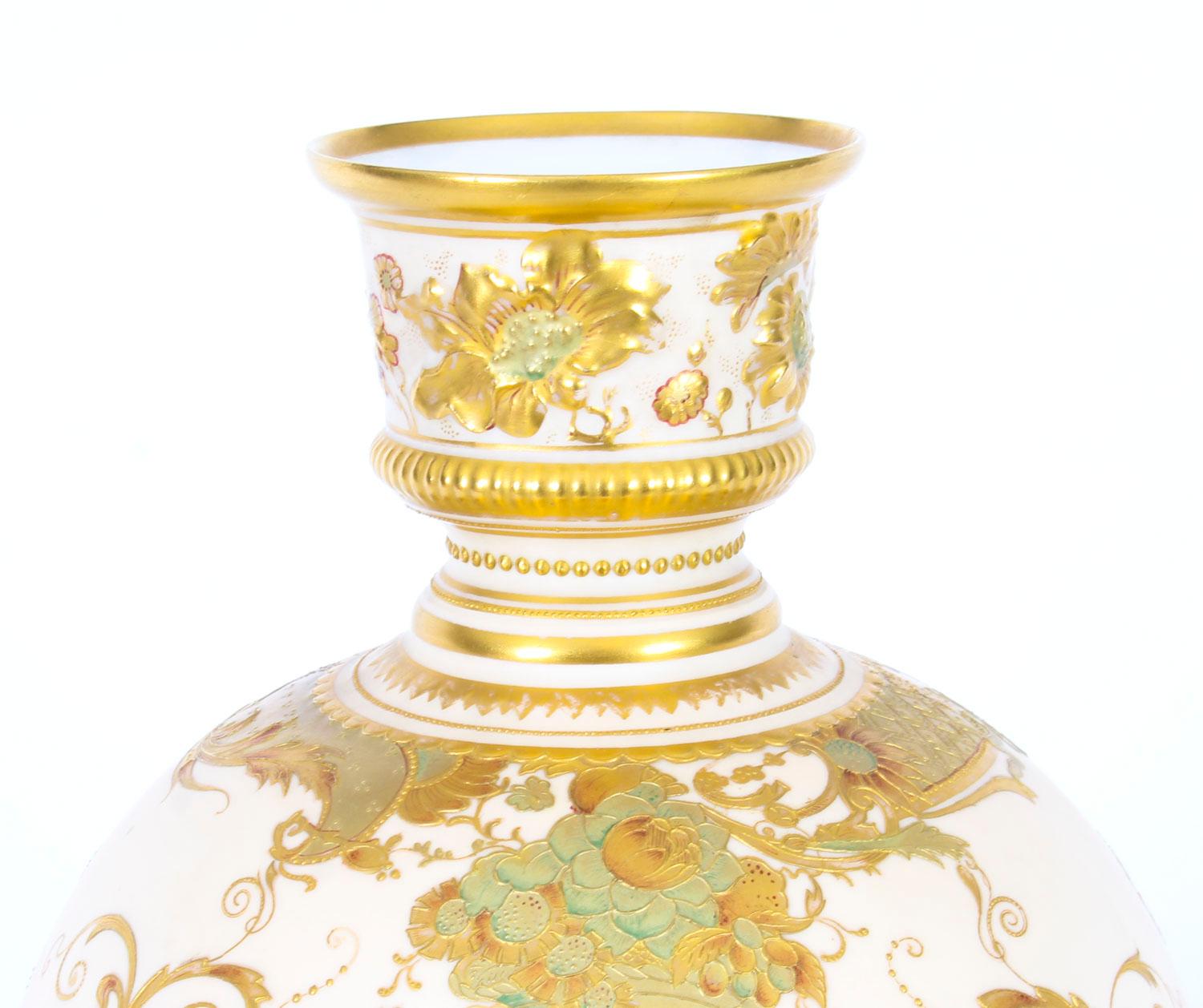 Antique Pair of Royal Crown Derby Blushed Porcelain Vases, 19th Century 6