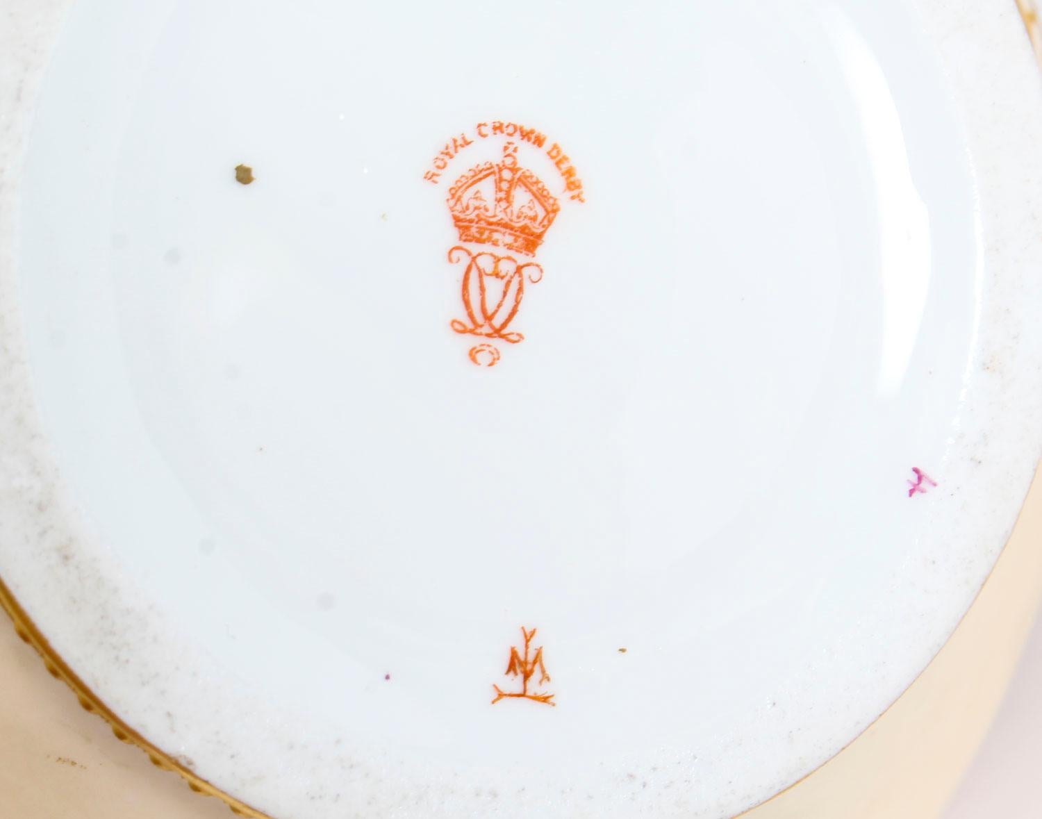Antique Pair of Royal Crown Derby Blushed Porcelain Vases, 19th Century 9