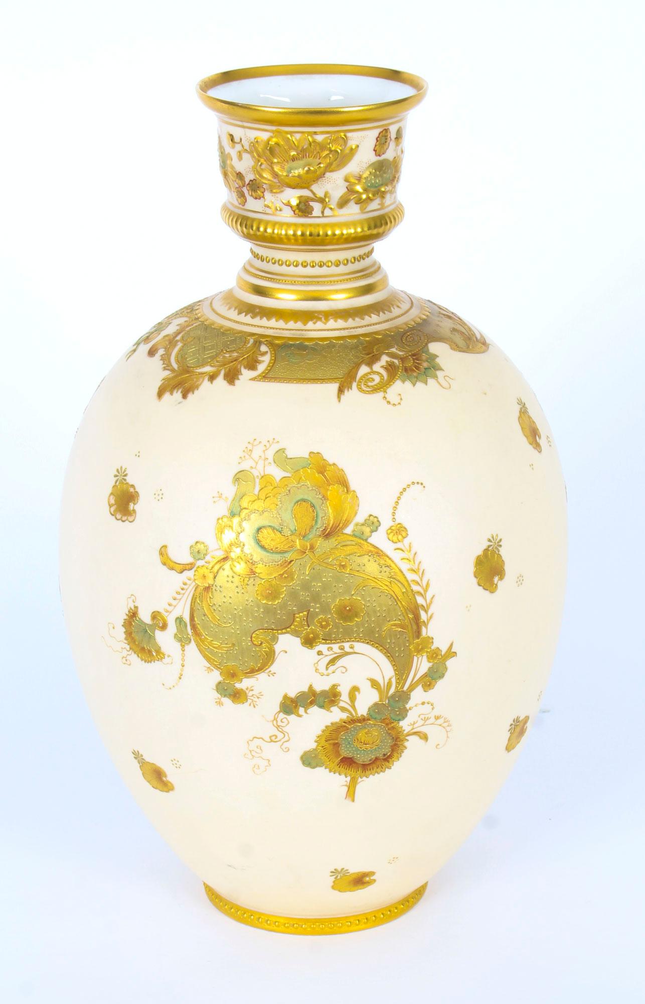 Antique Pair of Royal Crown Derby Blushed Porcelain Vases, 19th Century 1