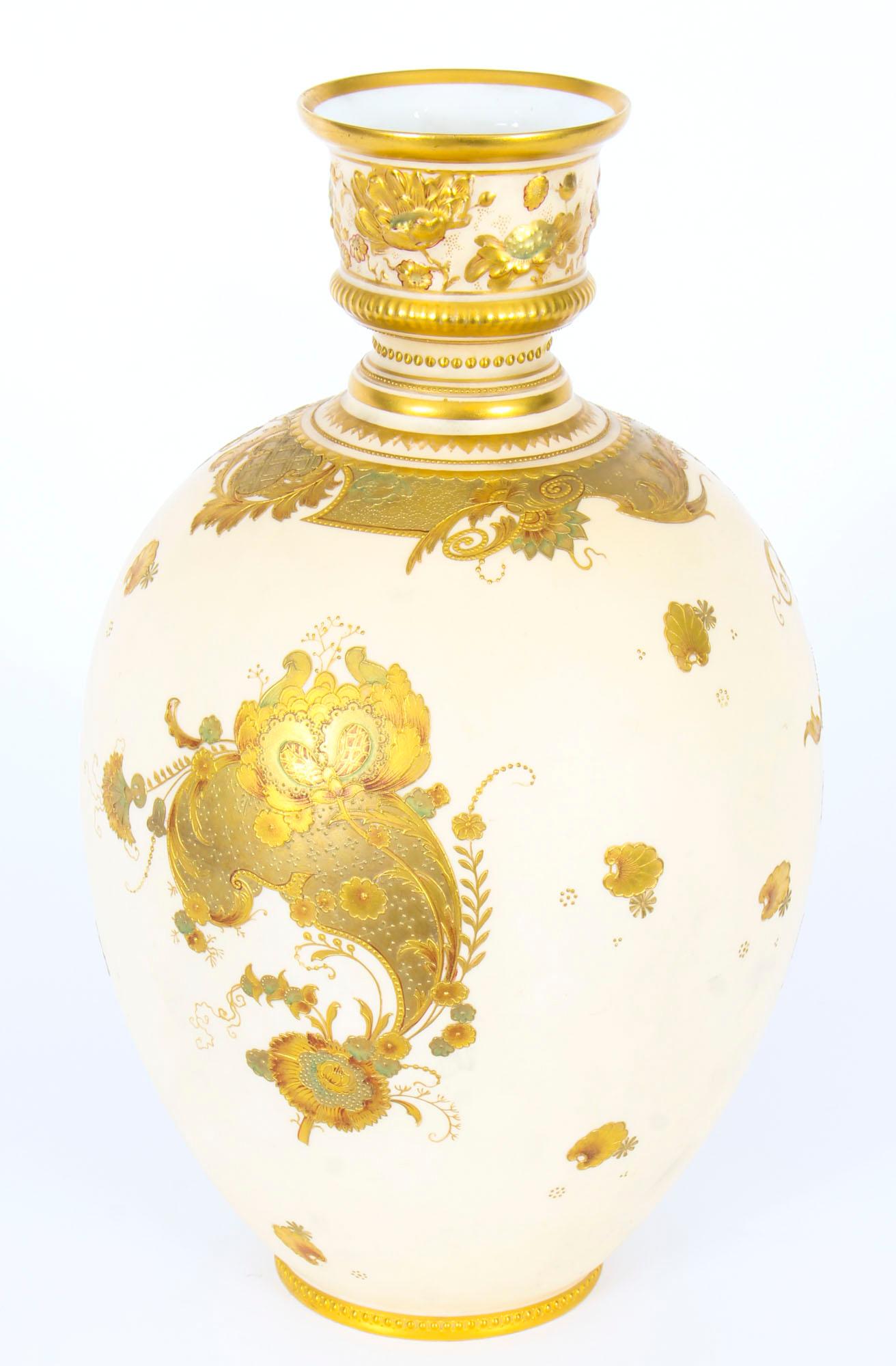 Antique Pair of Royal Crown Derby Blushed Porcelain Vases, 19th Century 3