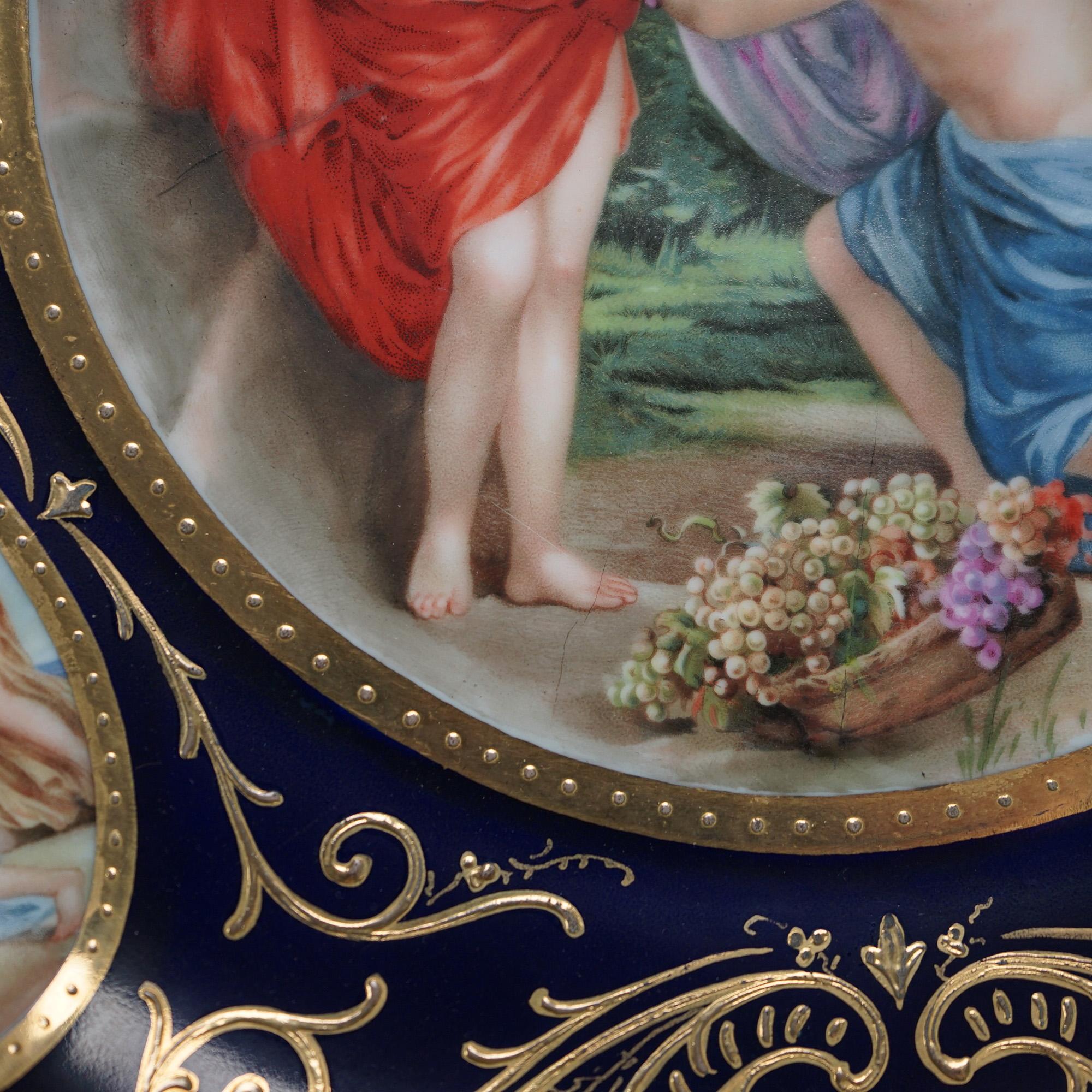 Antique Pair Royal Vienna Figural Hand Painted & Gilt Porcelain Chargers C1890 7