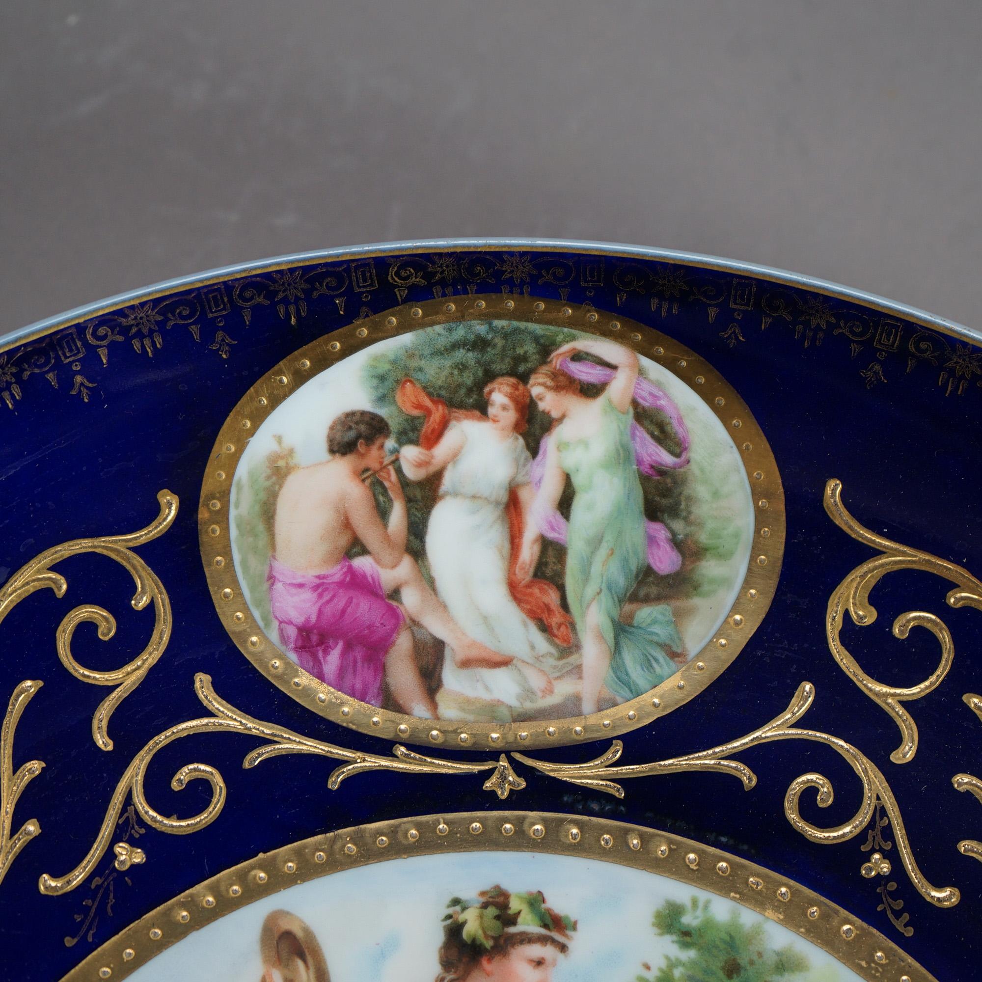 Antique Pair Royal Vienna Figural Hand Painted & Gilt Porcelain Chargers C1890 1