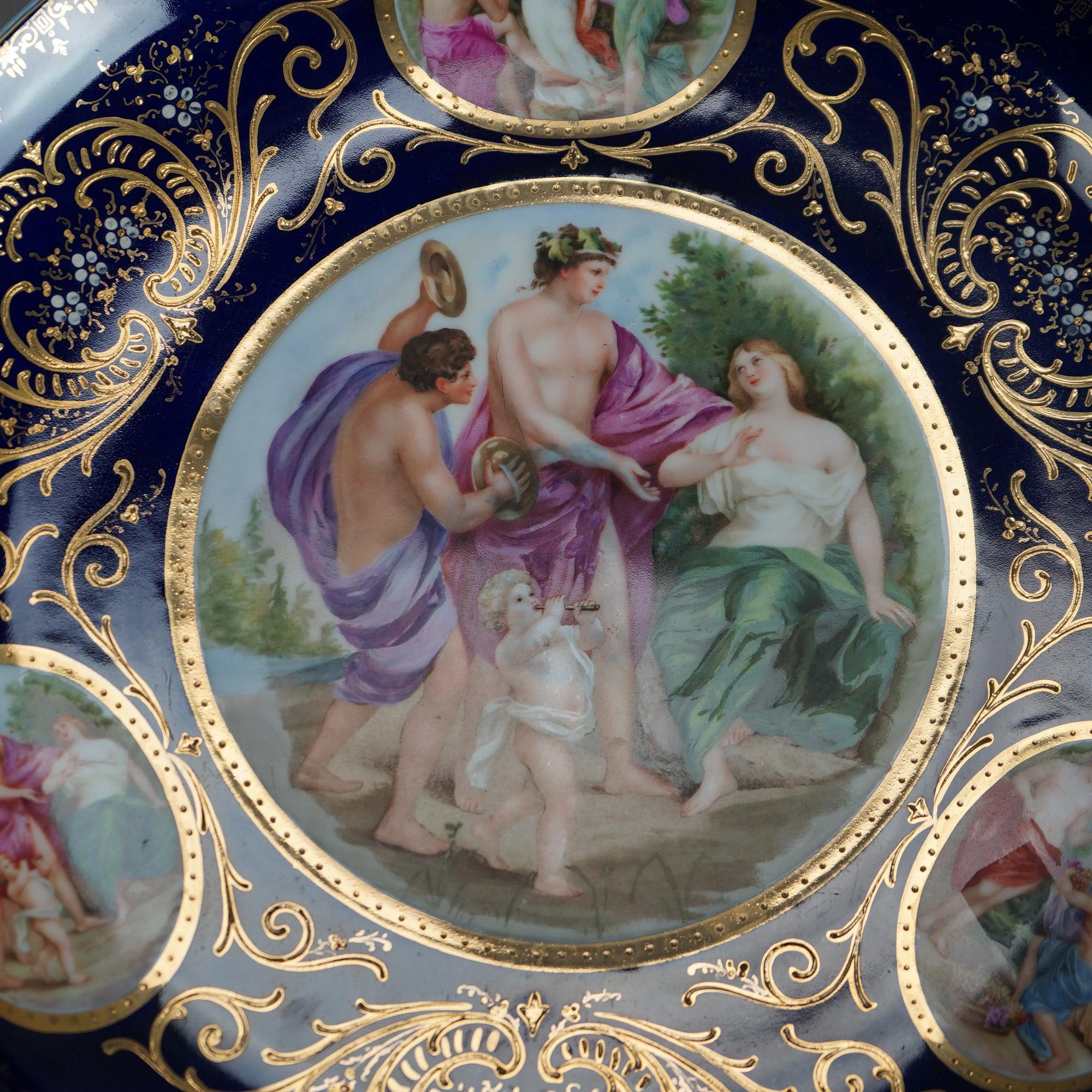 Antique Pair Royal Vienna Figural Hand Painted & Gilt Porcelain Chargers C1890 3