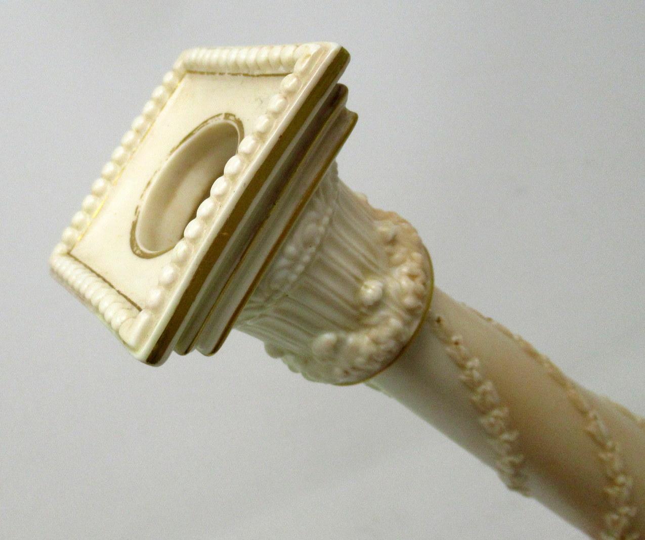 Ceramic Antique Pair Royal Worcester Gilt Blush English Porcelain Corinthian Candlestick